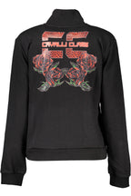CAVALLI CLASS DAMEN-SWEATSHIRT MIT ZIP-UP-MUSTER SCHWARZ