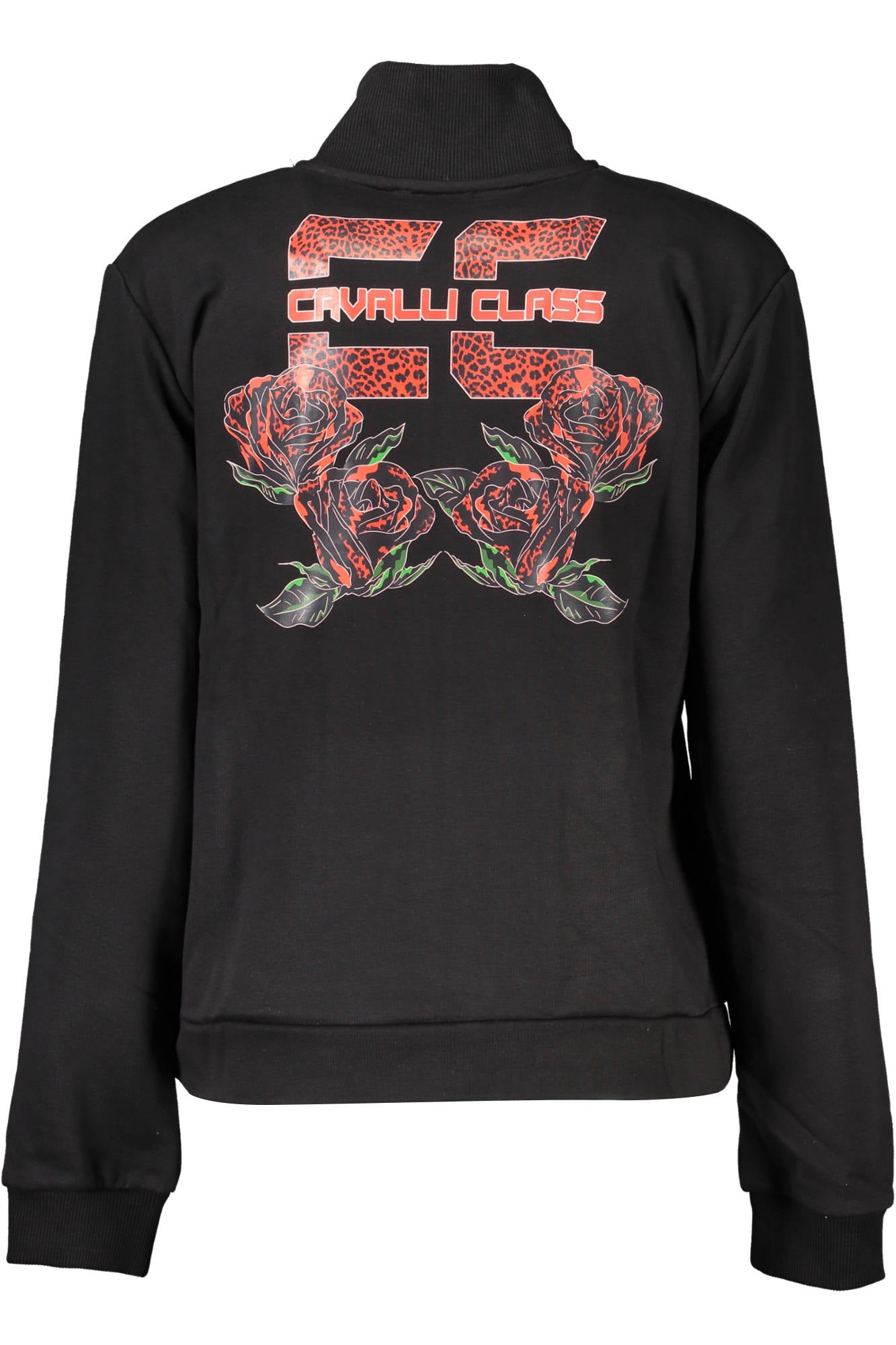 CAVALLI CLASS DAMEN-SWEATSHIRT MIT ZIP-UP-MUSTER SCHWARZ