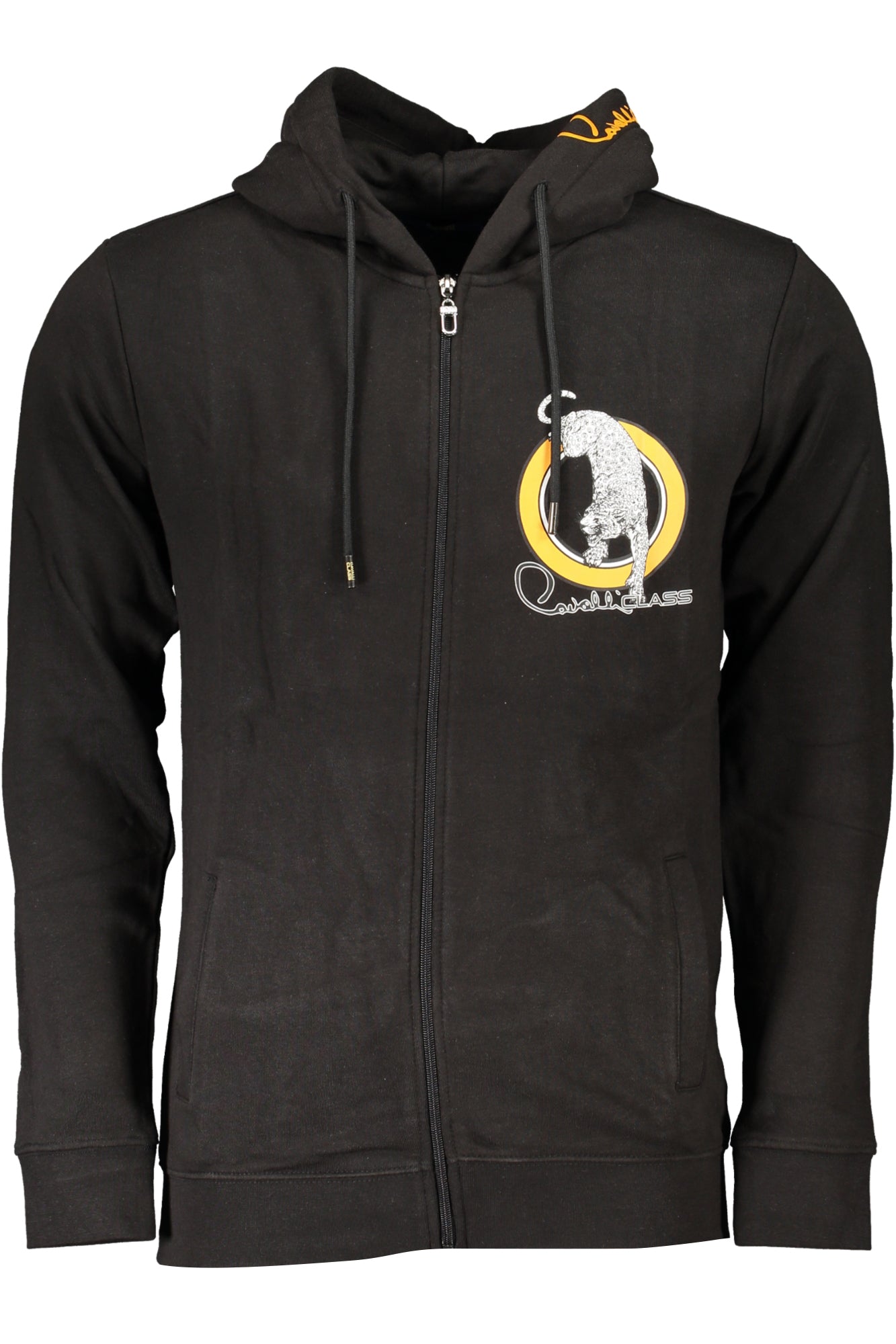 Cavalli Class Sweatshirt Herren mit Reißverschluss – Kapuzenpullover für Frühjahr/Sommer Schwarz Hauptbild