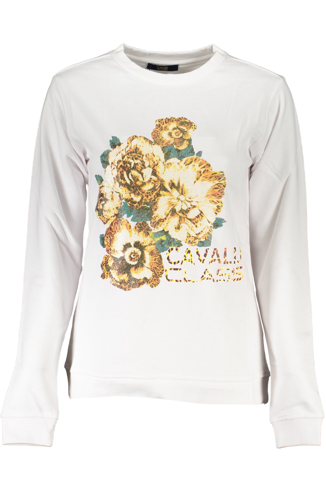 Cavalli Class Sweatshirt Damen – Weißes Sweatshirt ohne Reißverschluss für Frühling Weiß Hauptbild