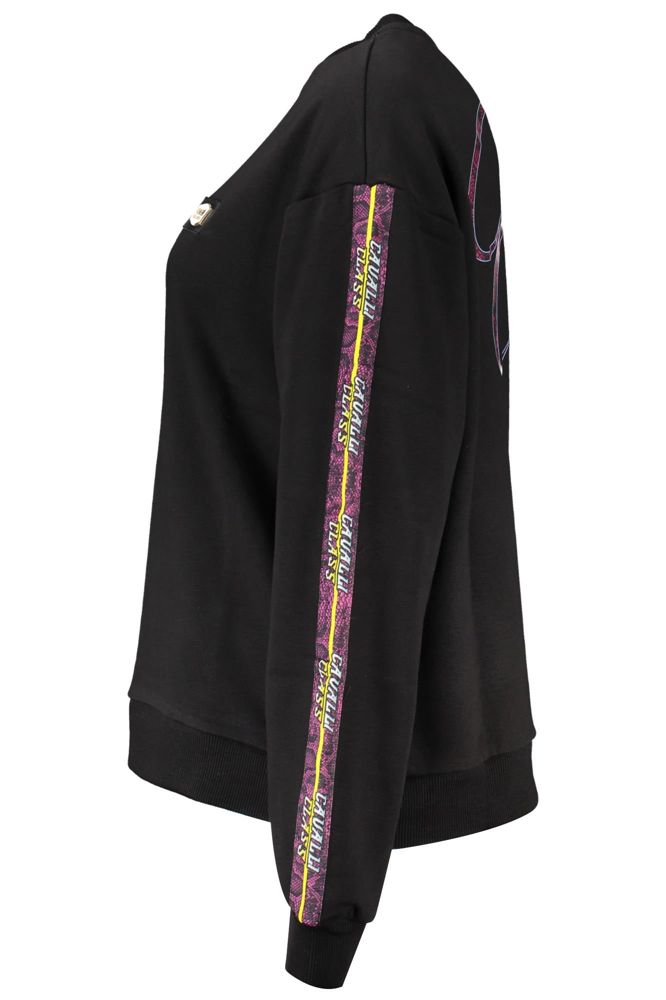 Cavalli Class Sweatshirt Damen – Rundle Ausschnitt mit Logo-Print | soulluna.de Schwarz