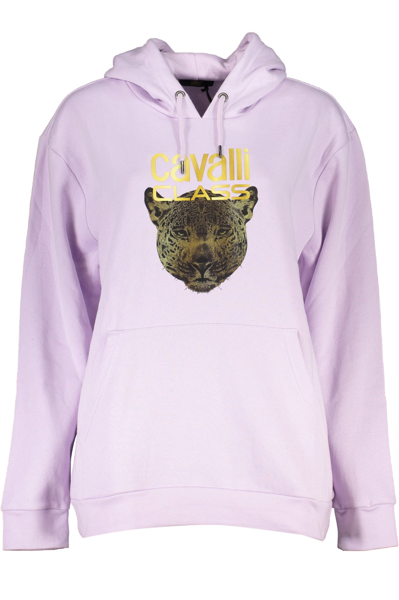 Cavalli Class Sweatshirt Damen – Graues Kapuzenpullover mit Reißverschluss Violett