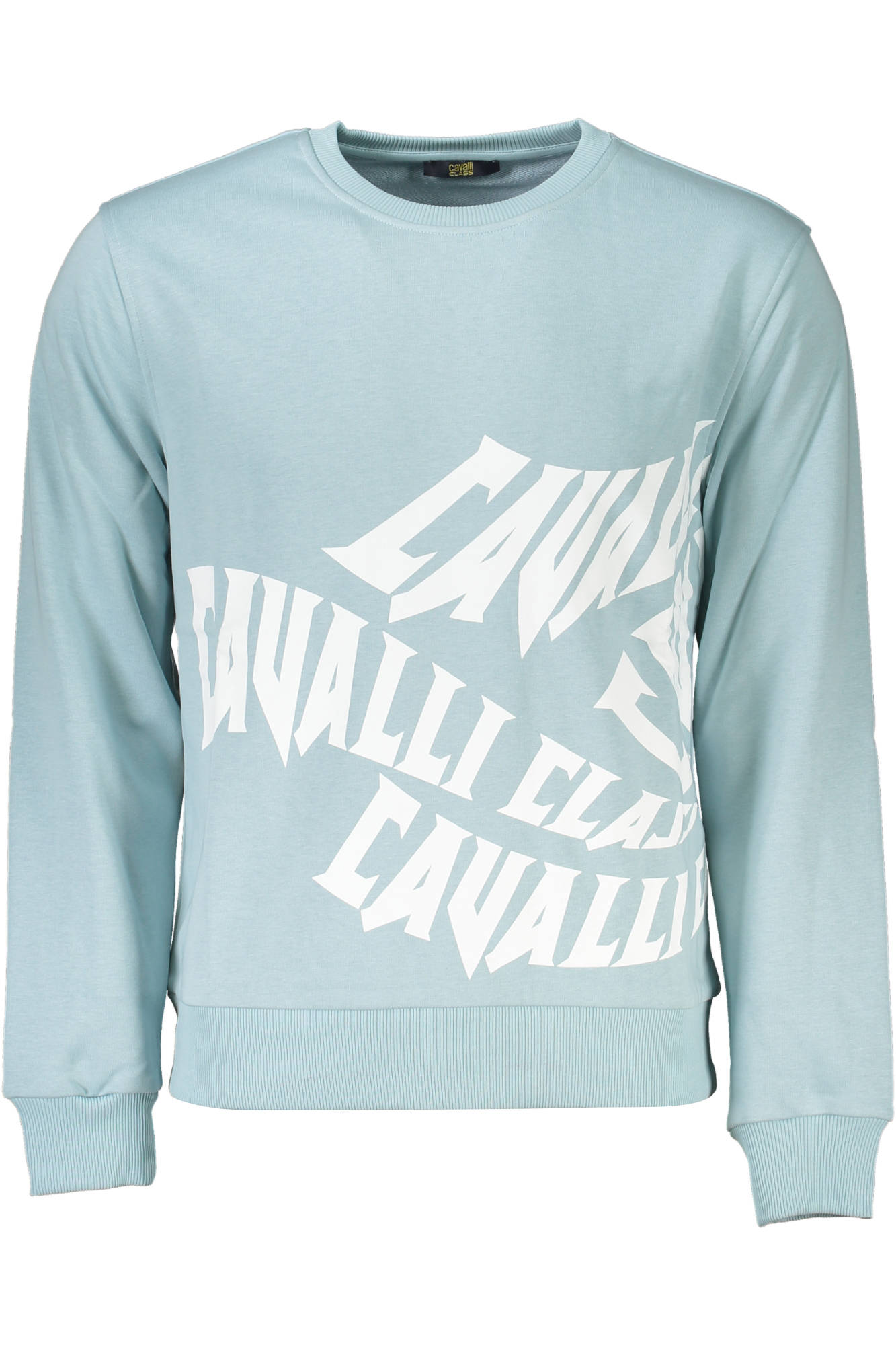 Cavalli Class Sweatshirt Herren Hellblau – Rundhalsausschnitt, gebürstetes Material Hellblau