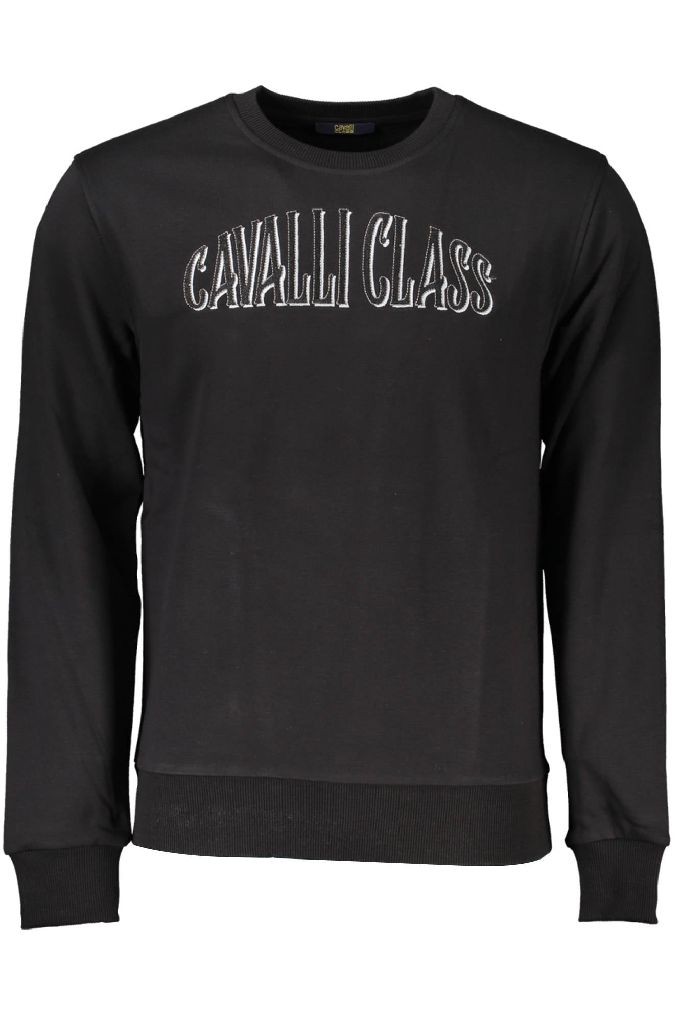 Cavalli Class Sweatshirt Herren – Schwarz, Rundhalsausschnitt mit Stickerei Schwarz