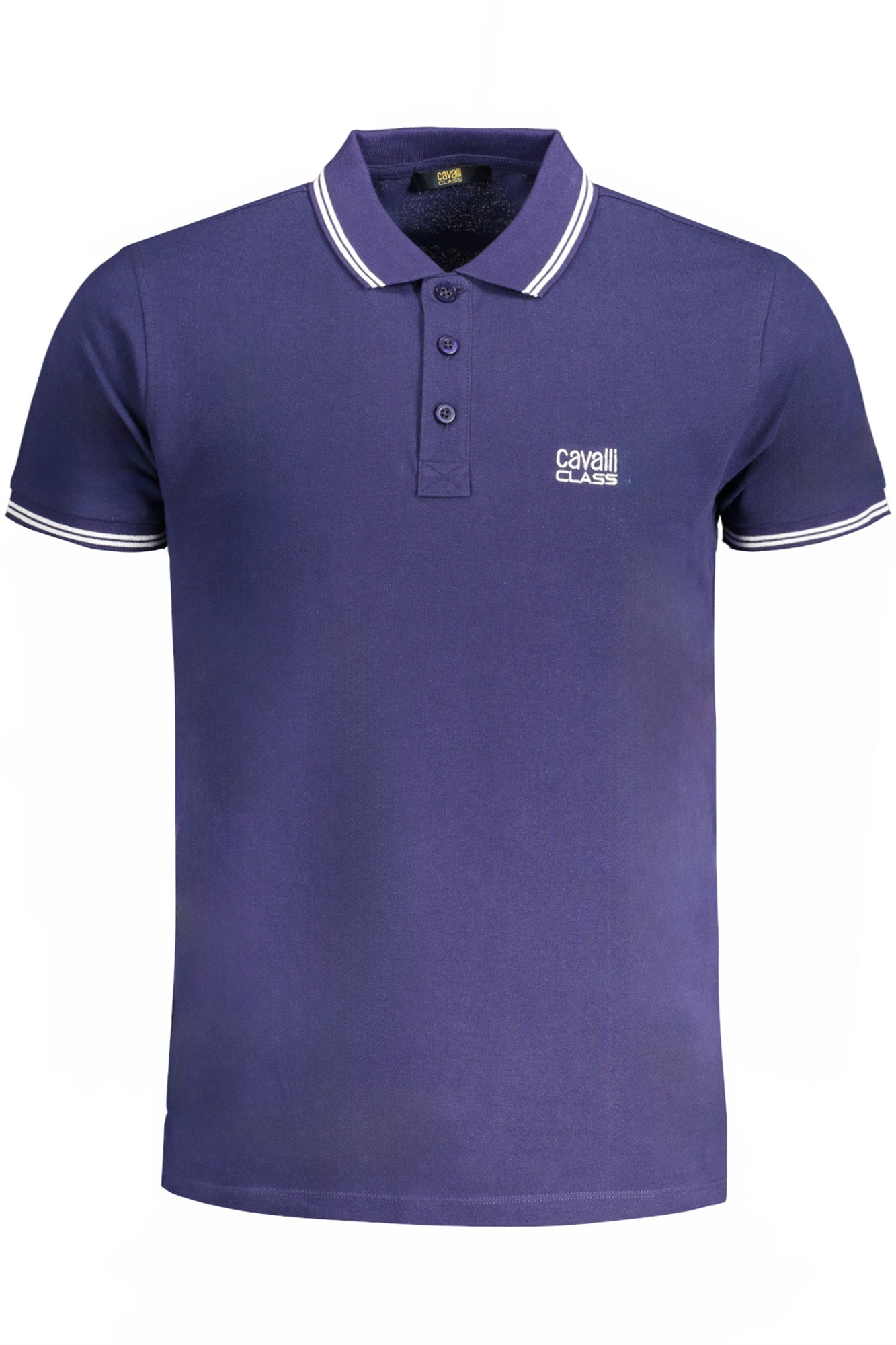 CAVALLI CLASS Poloshirt Herren – Weißes Kurzarm-Shirt mit Stickerei Blau
