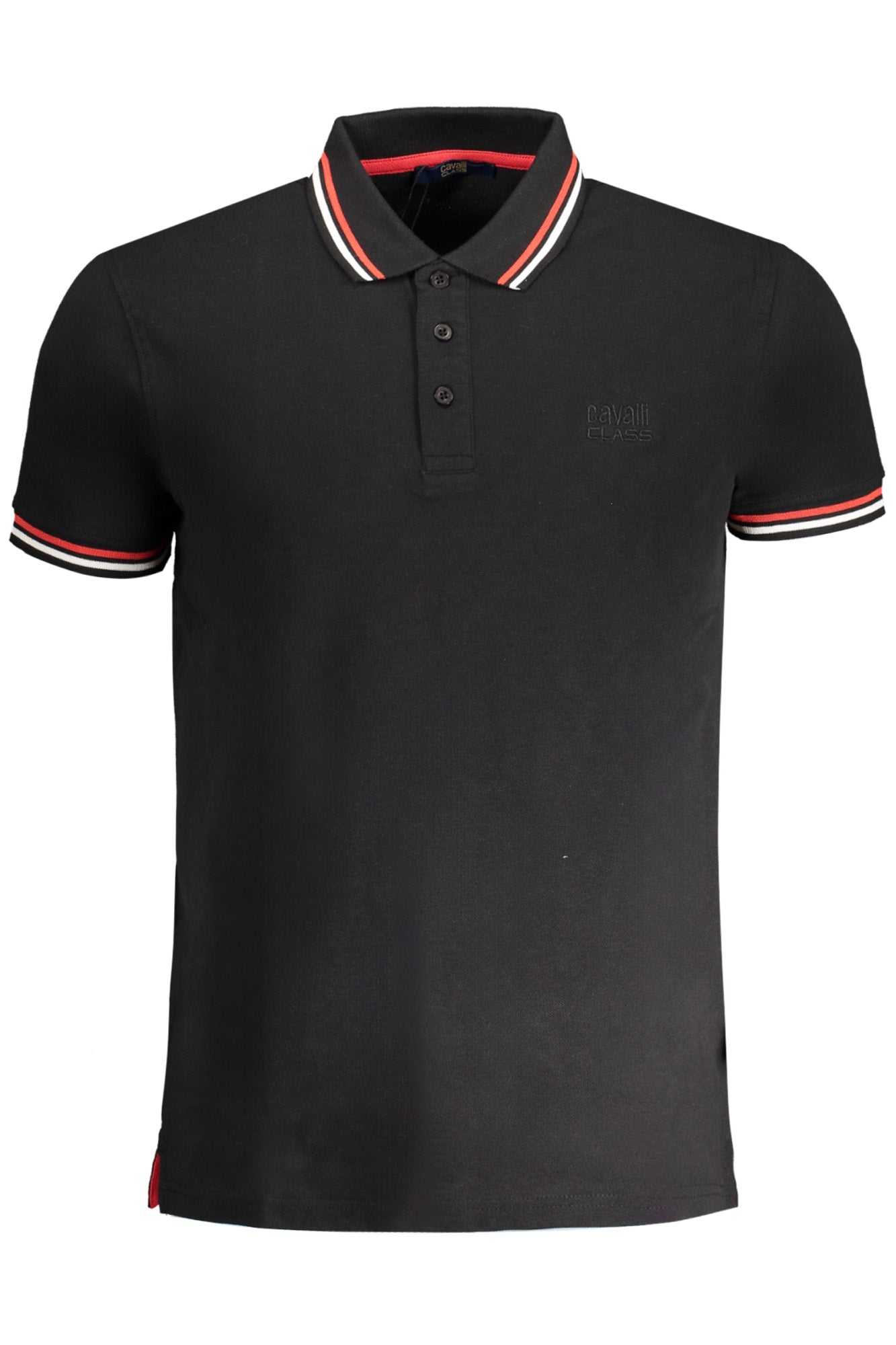 CAVALLI CLASS HERREN-KURZÄRMELIGES POLOSHIRT SCHWARZ