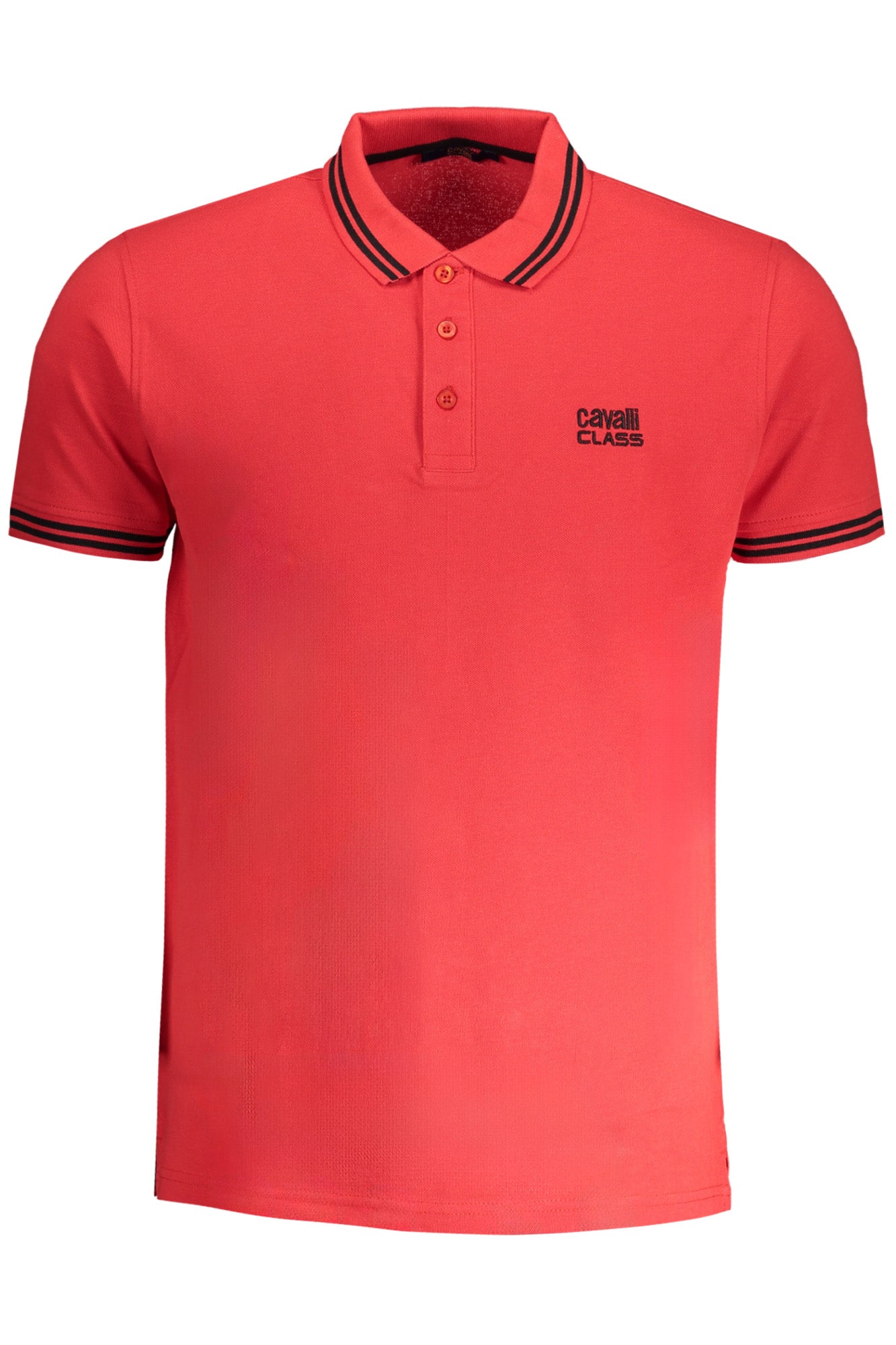 CAVALLI CLASS Poloshirt Herren – Weißes Kurzarm-Shirt mit Stickerei Rot