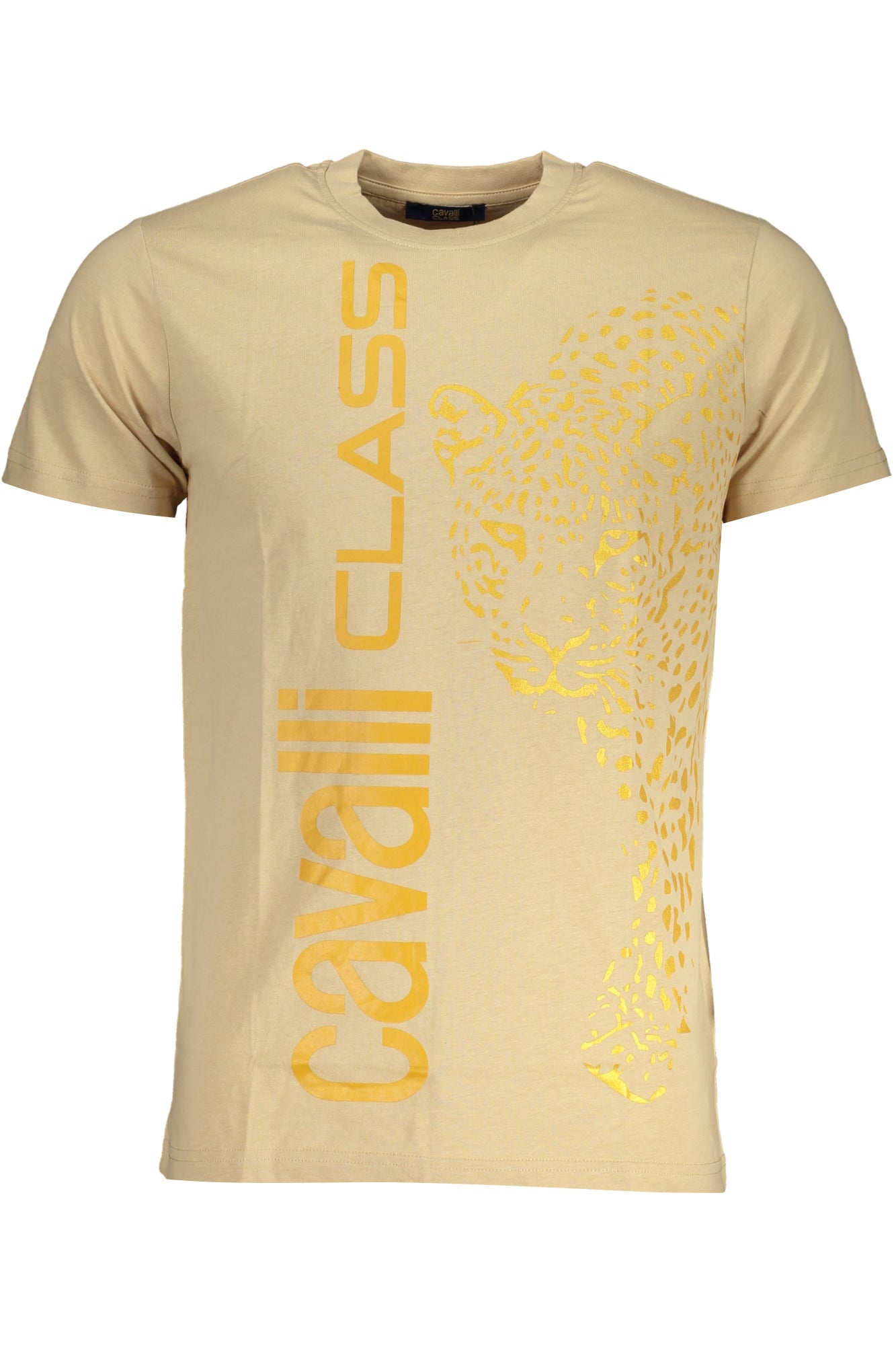 Cavalli Class Herren T-Shirt Kurzarm Rot – 100% Baumwolle für Sommer Beige