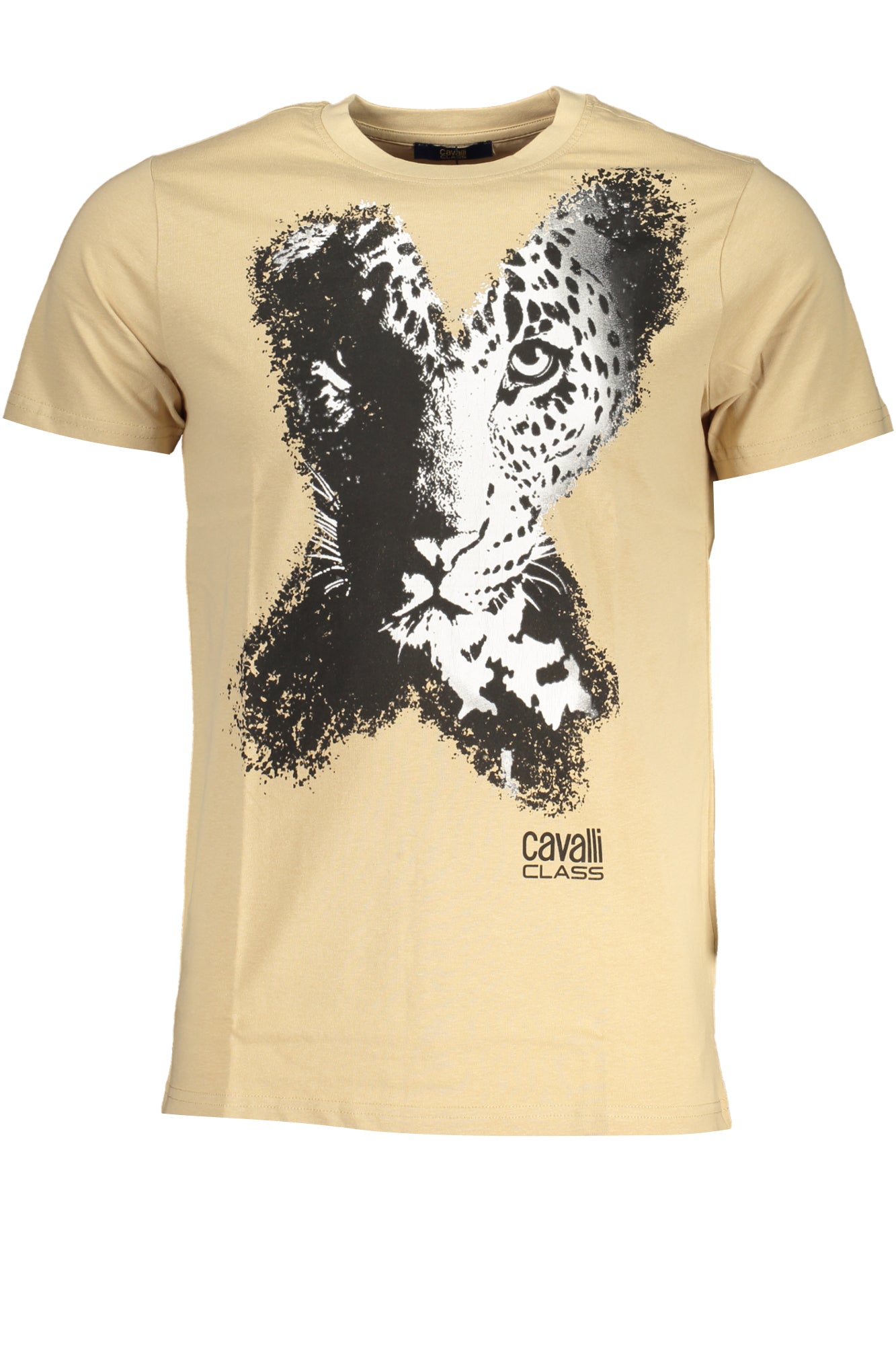 Cavalli Class Herren-Kurzarm-T-Shirt Rot Beige