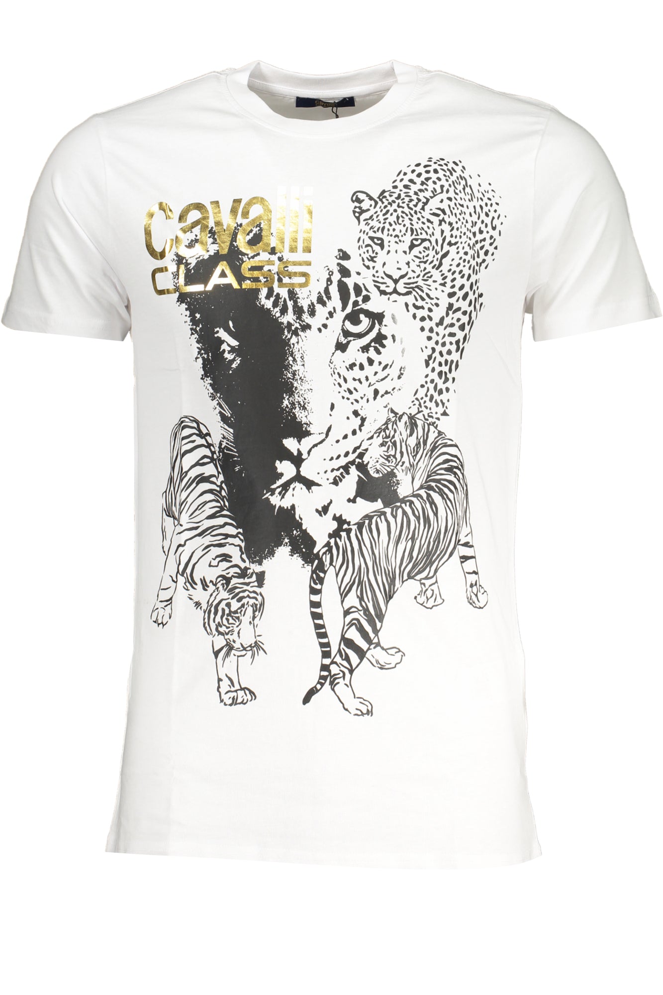 Cavalli Class Herren-Kurzarm-T-Shirt Rot Weiß