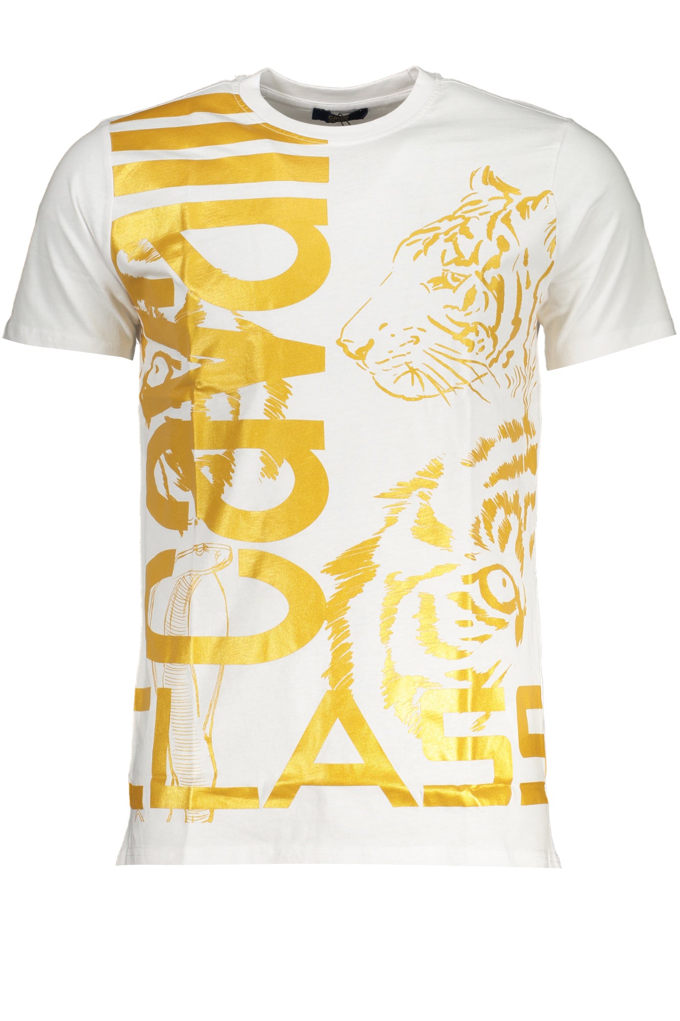 Cavalli Class Grünes Kurzärmeliges Herren-T-Shirt Weiß