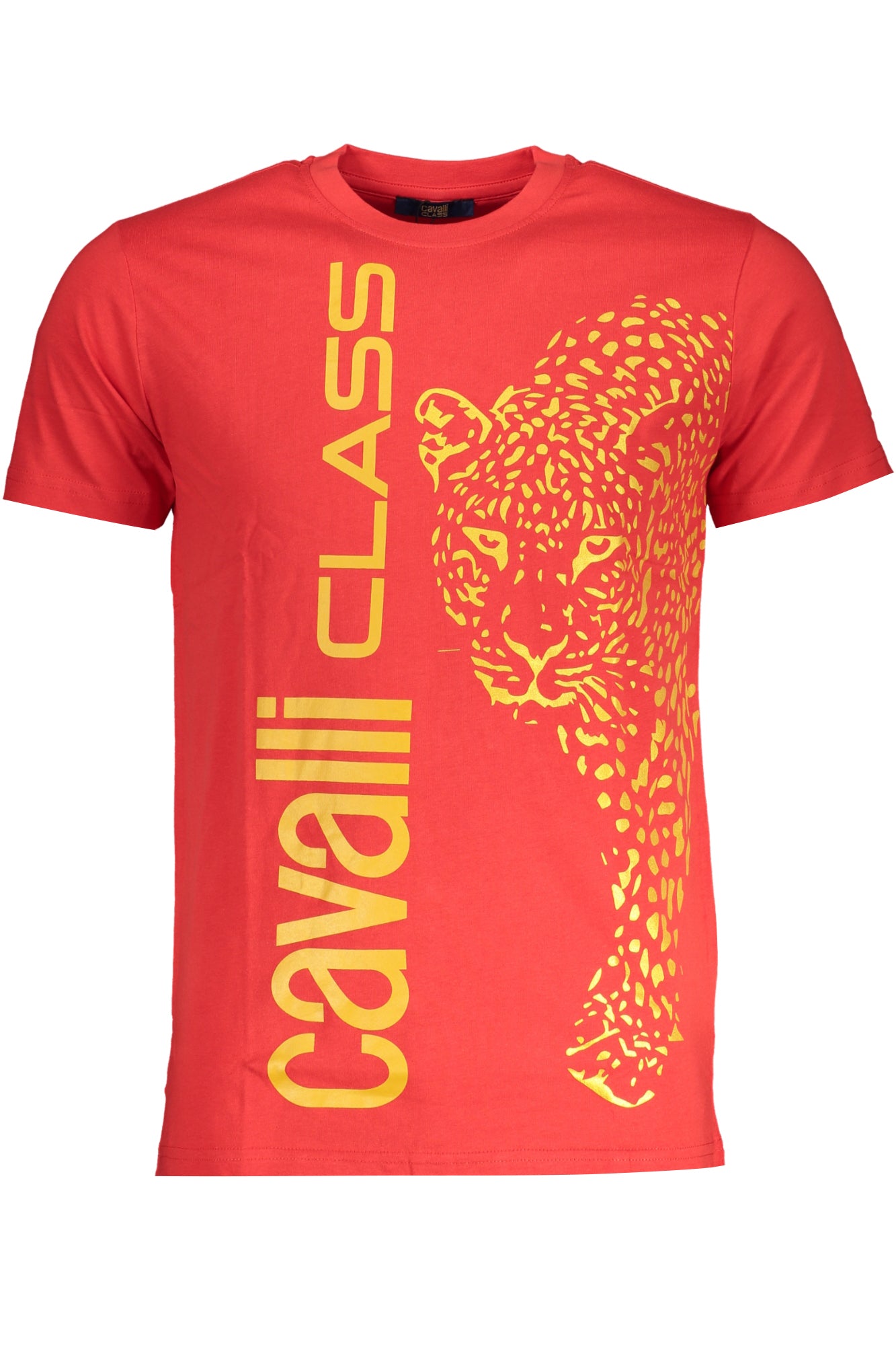 Cavalli Class Herren T-Shirt Kurzarm Rot – 100% Baumwolle für Sommer Rot