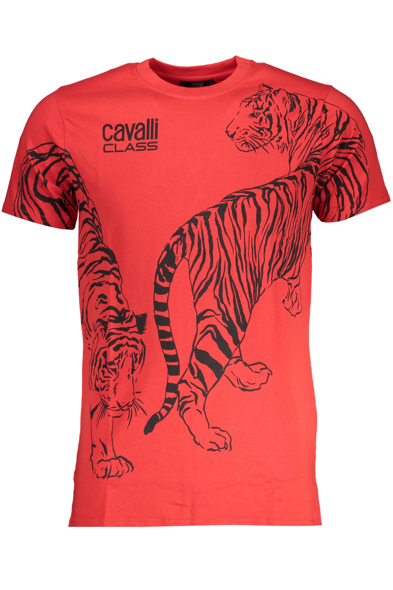 Cavalli Class Herren-Kurzärmeliges T-Shirt Beige Rot