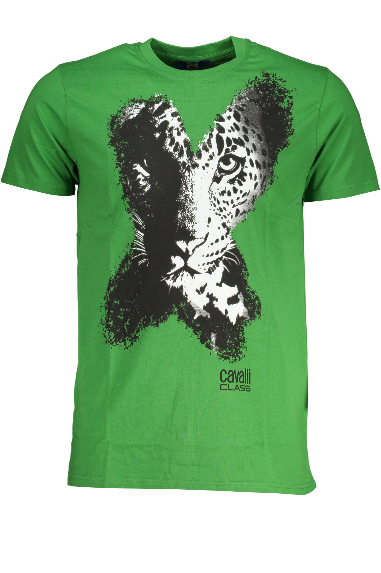 Cavalli Class Herren-Kurzarm-T-Shirt Rot Grün