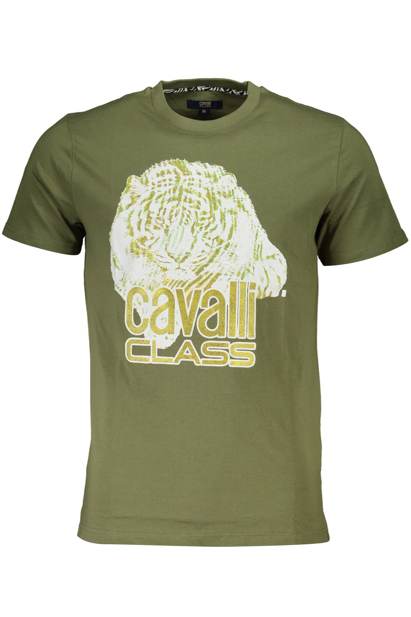 Cavalli Class T-Shirt Herren Grün – 100% Baumwolle Kurzarm für Sommer Grün