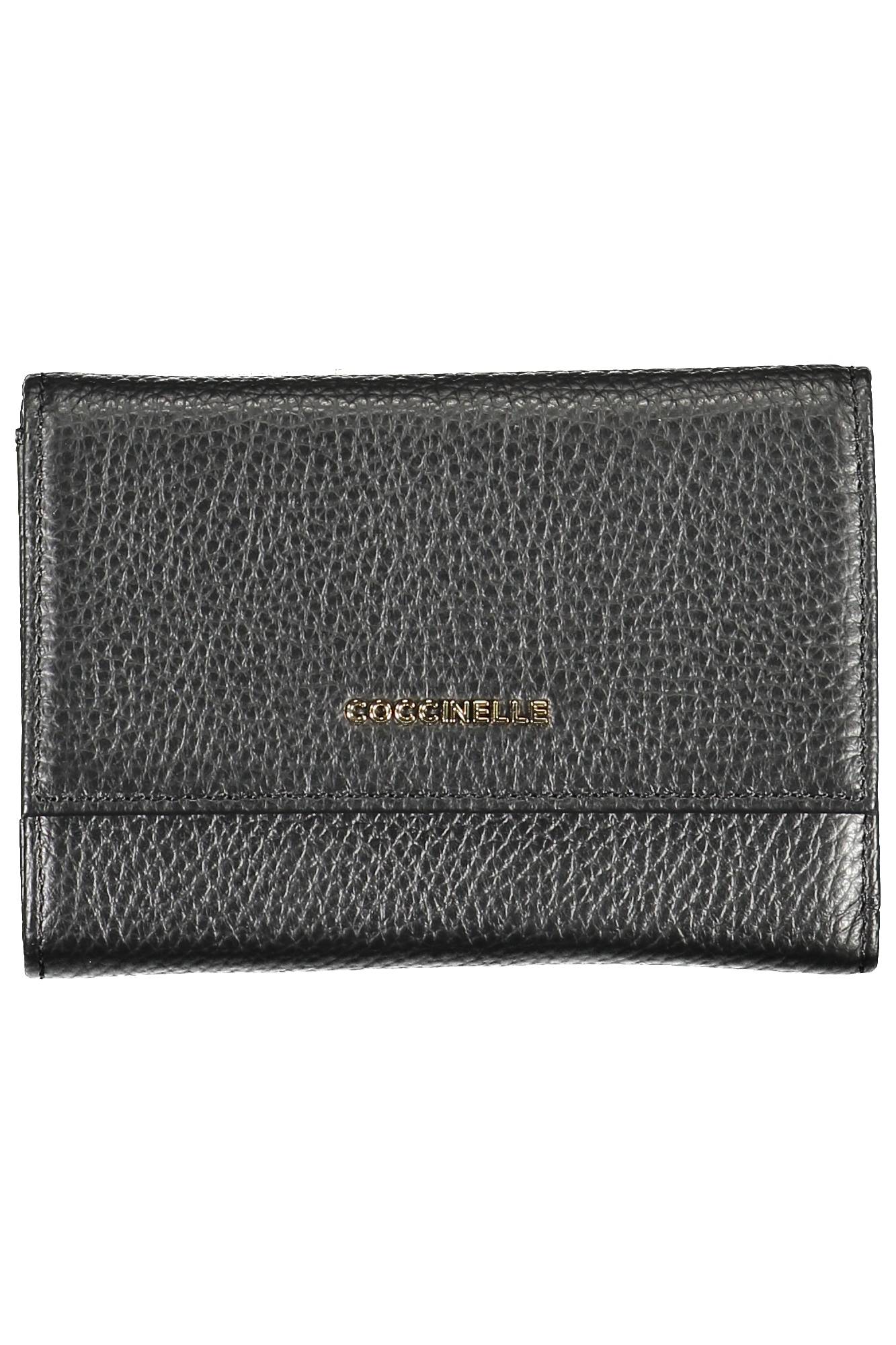 COCCINELLE Damen Geldbörse Schwarz – Elegante Brieftasche aus 100% Leder Schwarz