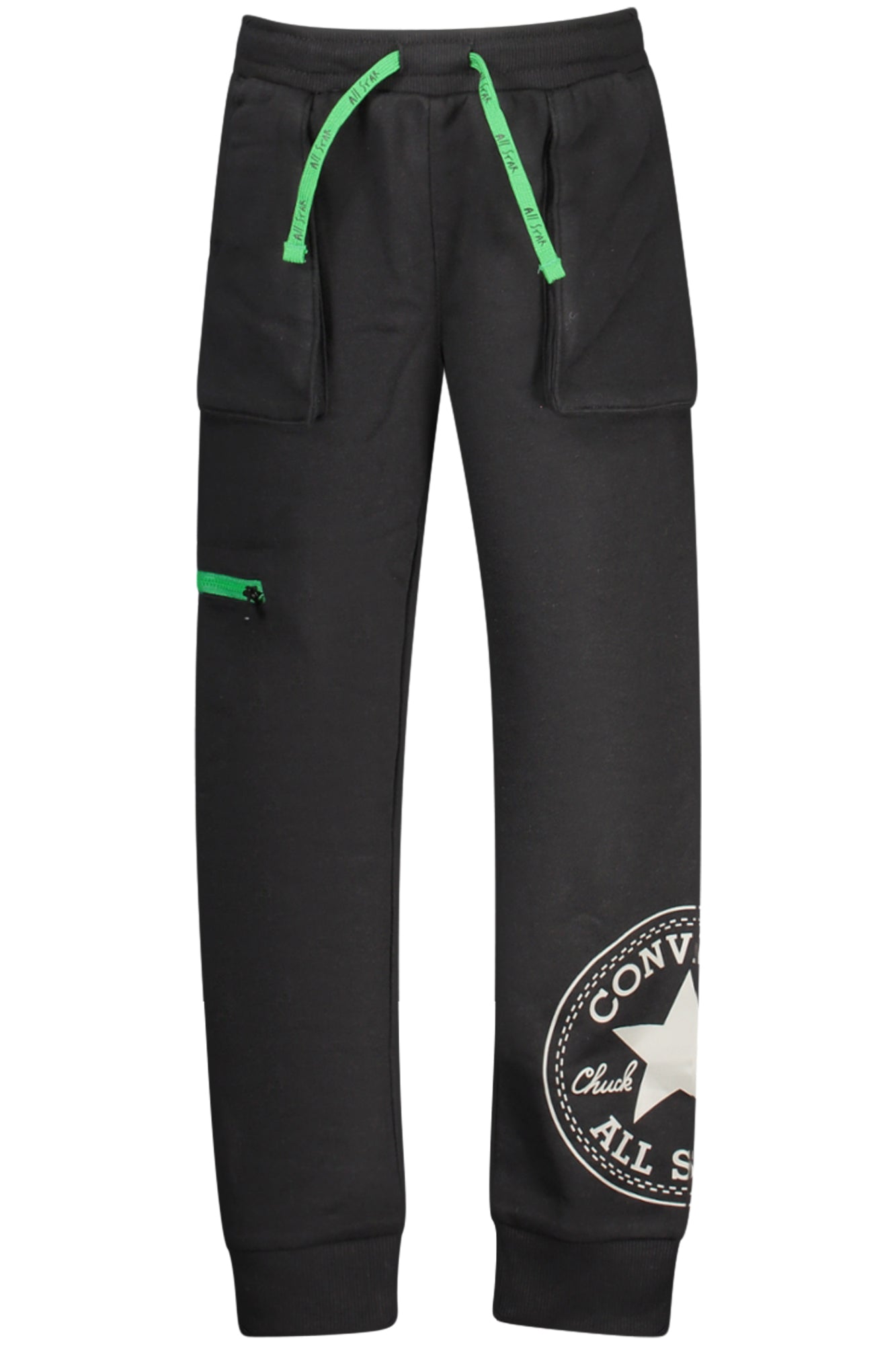 Converse Lange Trainingshose Jungen – Schwarze Fleece-Jogginghose für Herbst/Winter Schwarz