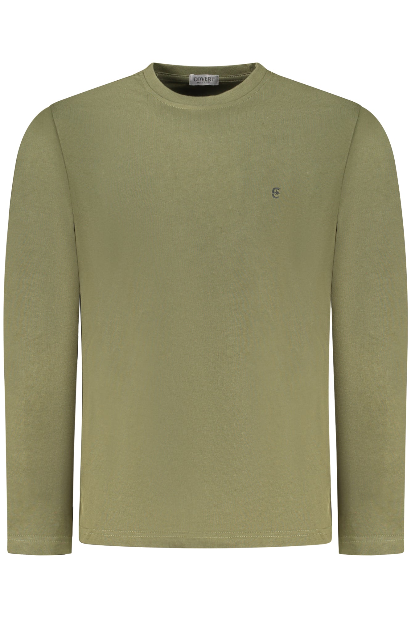 COVERI MOVING Langarmshirt Herren – Blaues T-Shirt mit Stickerei für Herbst/Winter Grün