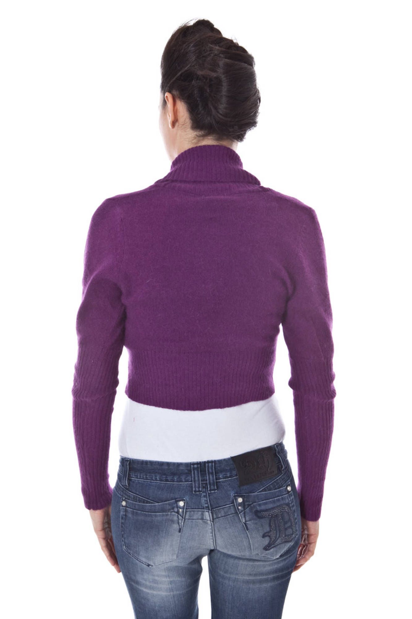 DATCH Shrug Damen – Langes Strickjäckchen in Lila mit Knopfverschluss für Herbst/Winter Violett