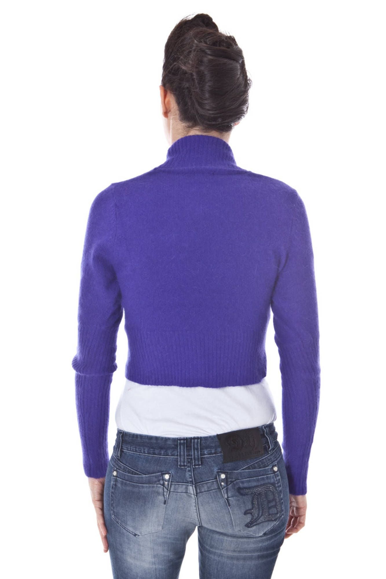 DATCH Shrug Damen – Langes Strickjäckchen in Lila mit Knopfverschluss für Herbst/Winter Violett
