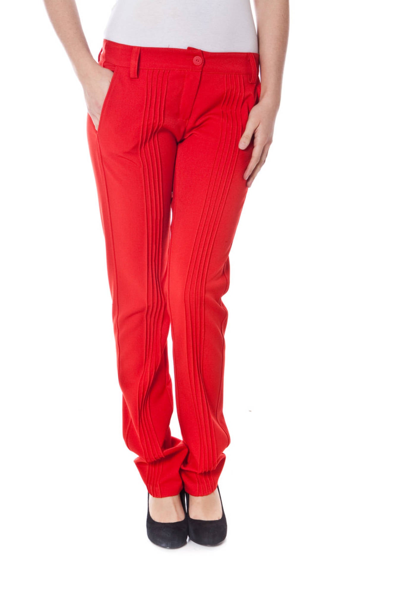 DENNY ROSE Rote Hose Damen – 2-Taschen-Hose aus Italien | soulluna.de Rot