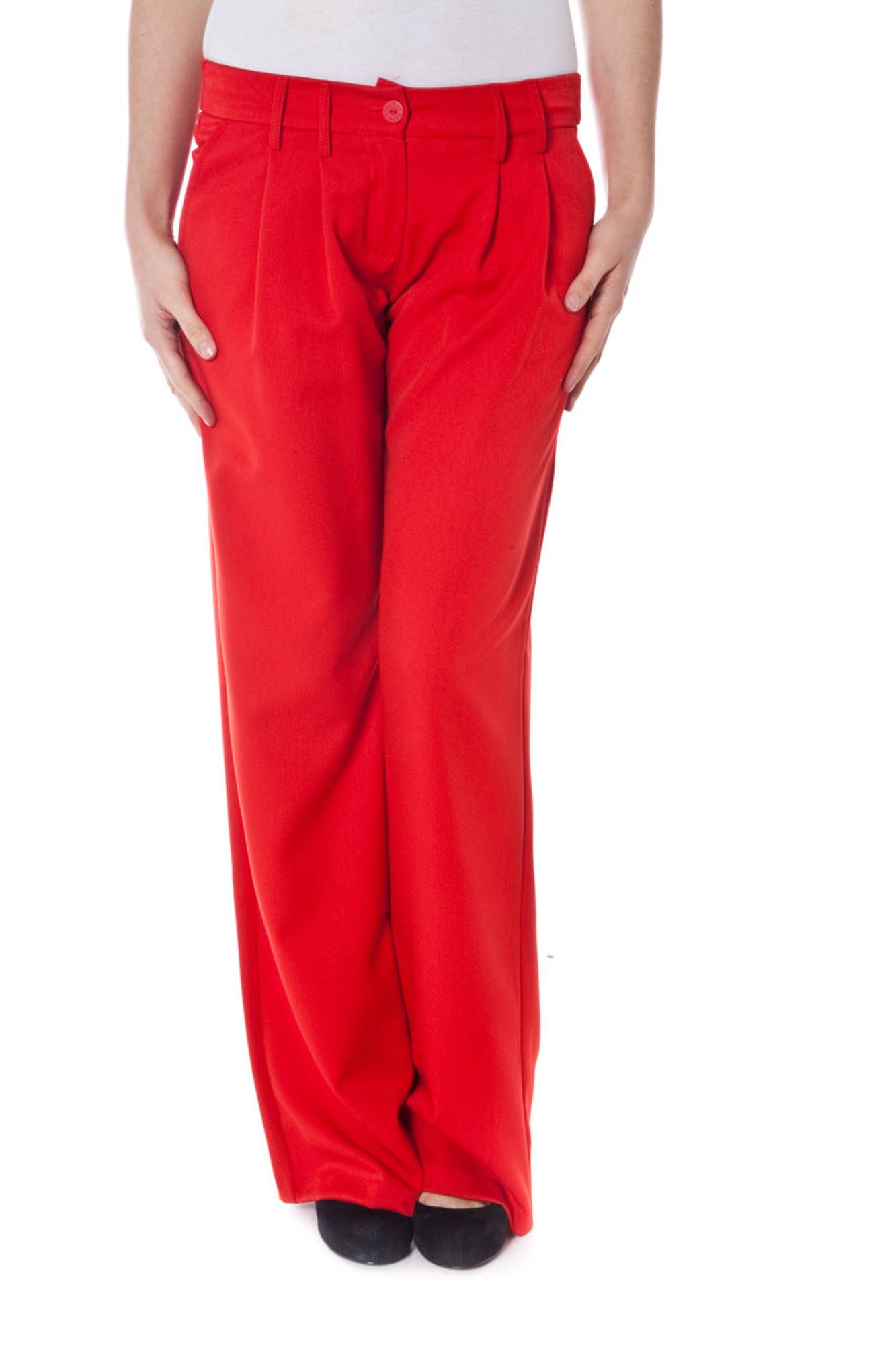 DENNY ROSE Rote Hose Damen – Rohrbein mit Knopfleiste für Frühjahr/Sommer Rot
