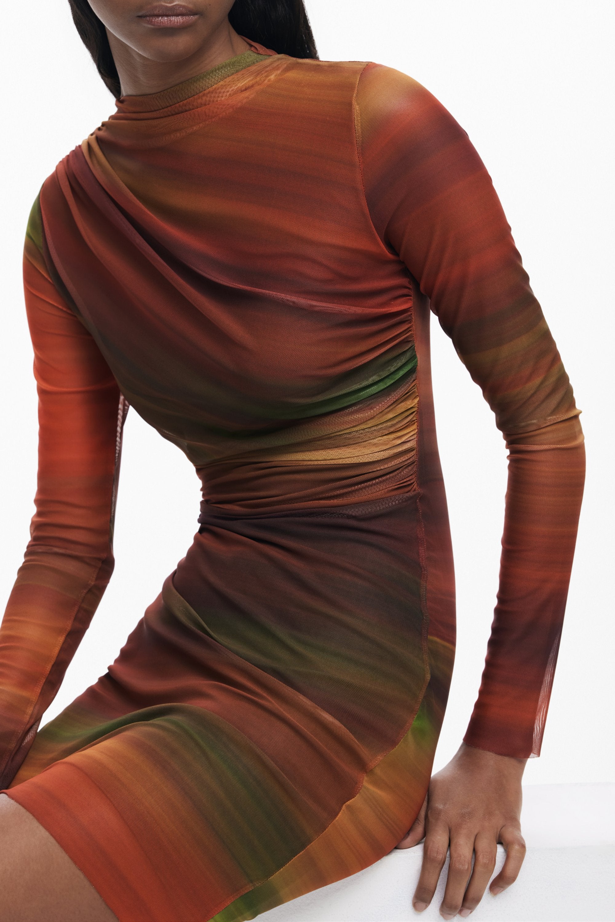 DESIGUAL DAMEN KURZES KLEID ORANGE