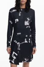 DESIGUAL DAMEN KURZES SCHWARZES KLEID