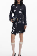 DESIGUAL DAMEN KURZES SCHWARZES KLEID