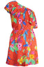 DESIGUAL Kurzes Kleid Damen – Rotes Ein-Schulter-Kleid mit elastischer Taille Rot