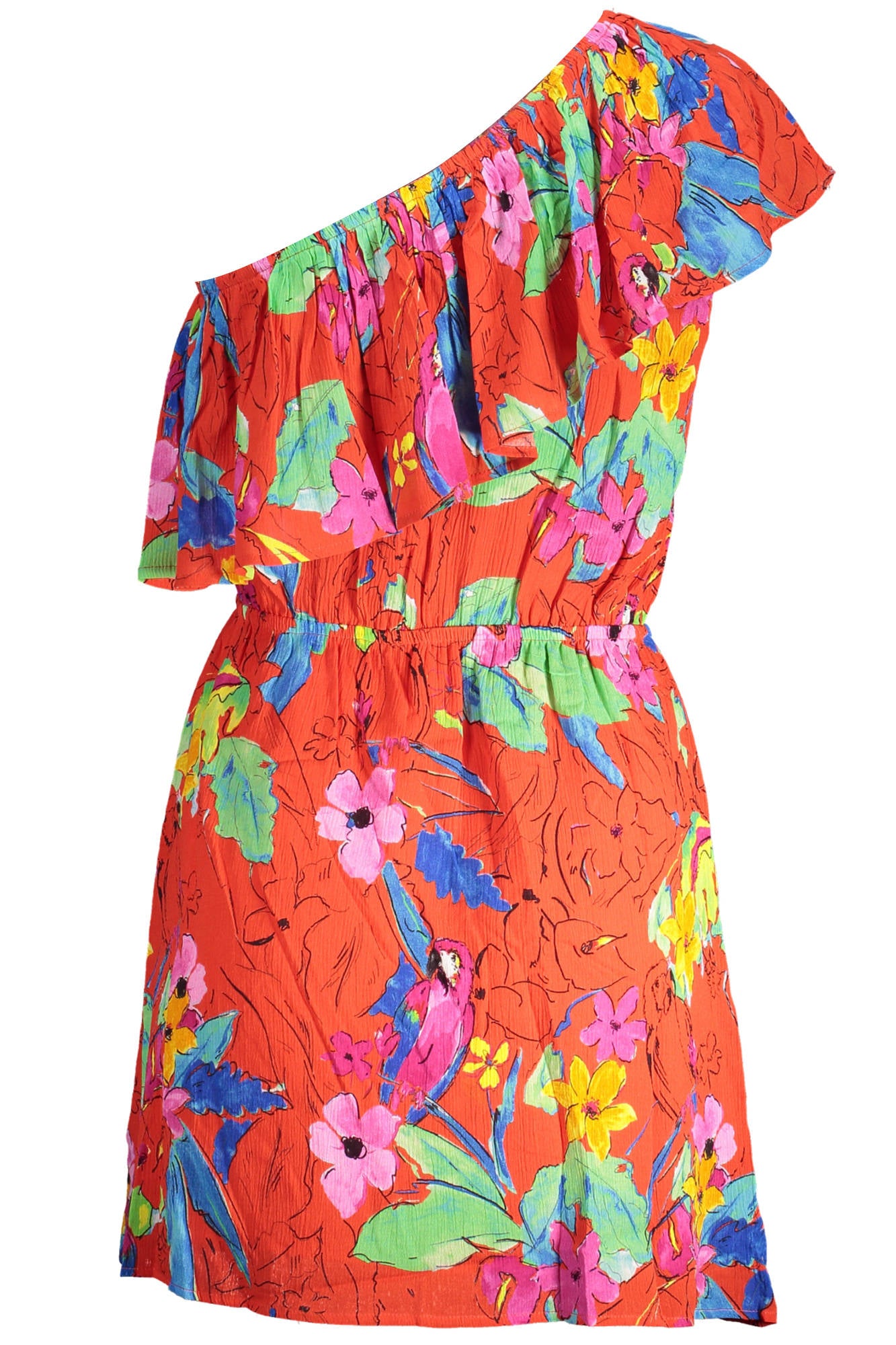 DESIGUAL Short Dress for Women – Red One-Shoulder Dress with Elastic Waist Secondary image