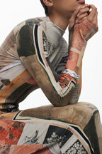 DESIGUAL LANGES DAMENKLEID IN BEIGE