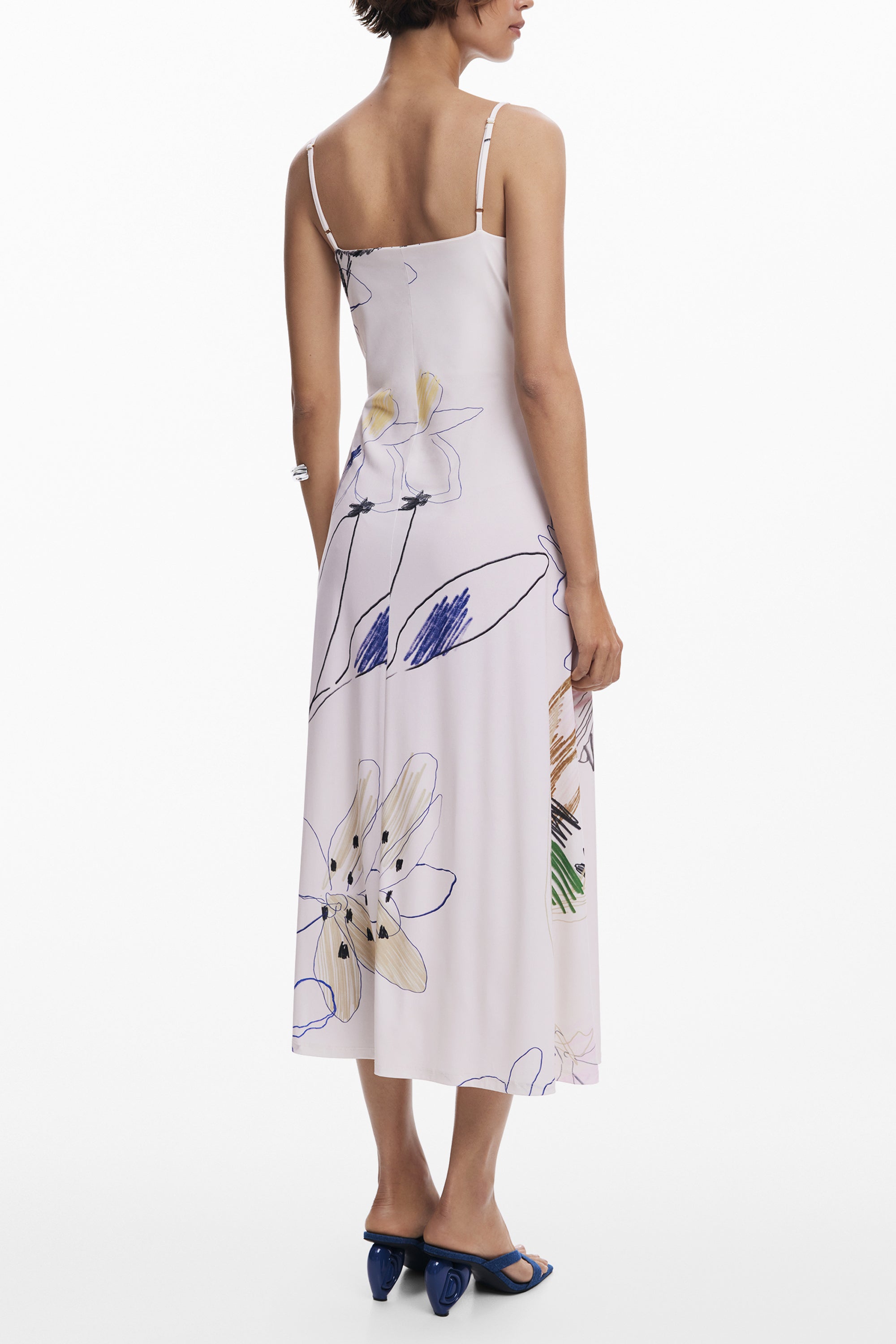 DESIGUAL Damen Kleid Weiß – Langes Design mit abnehmbaren Herzärmern | soulluna.de Weiß