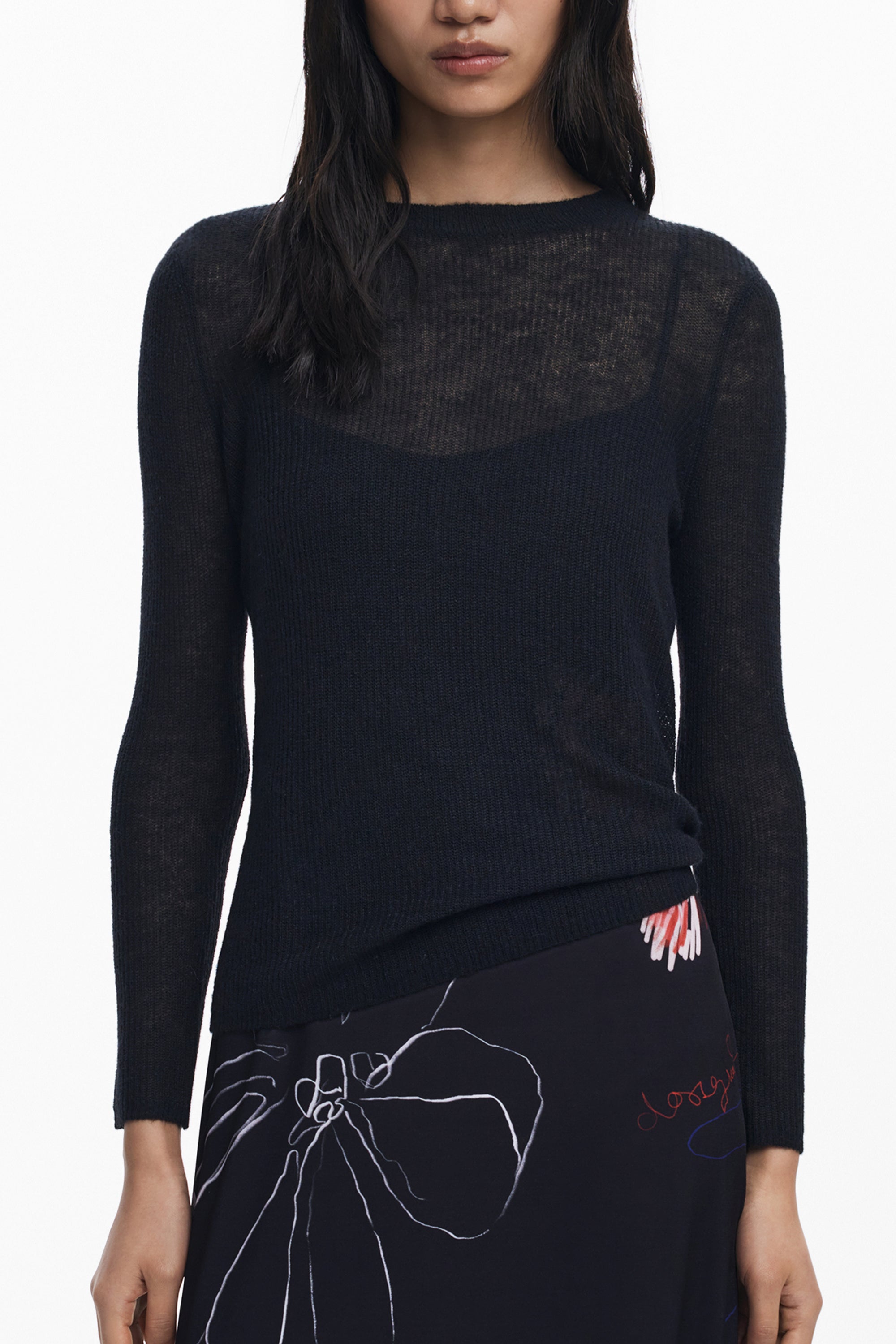 DESIGUAL Damen Kleid Weiß – Langes Design mit abnehmbaren Herzärmern | soulluna.de Schwarz