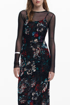 DESIGUAL LANGES SCHWARZES DAMENKLEID