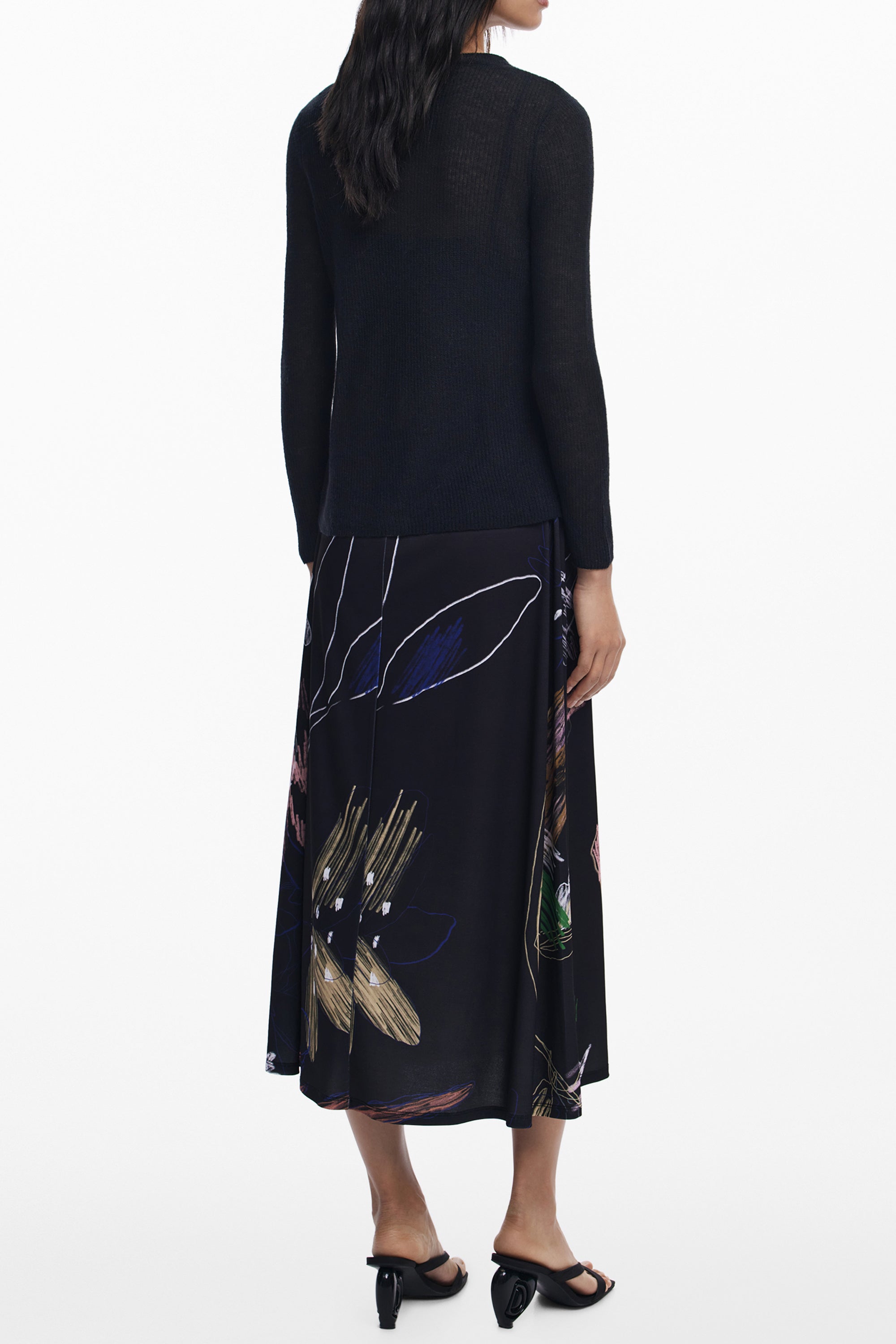 DESIGUAL Damen Kleid Weiß – Langes Design mit abnehmbaren Herzärmern | soulluna.de Schwarz