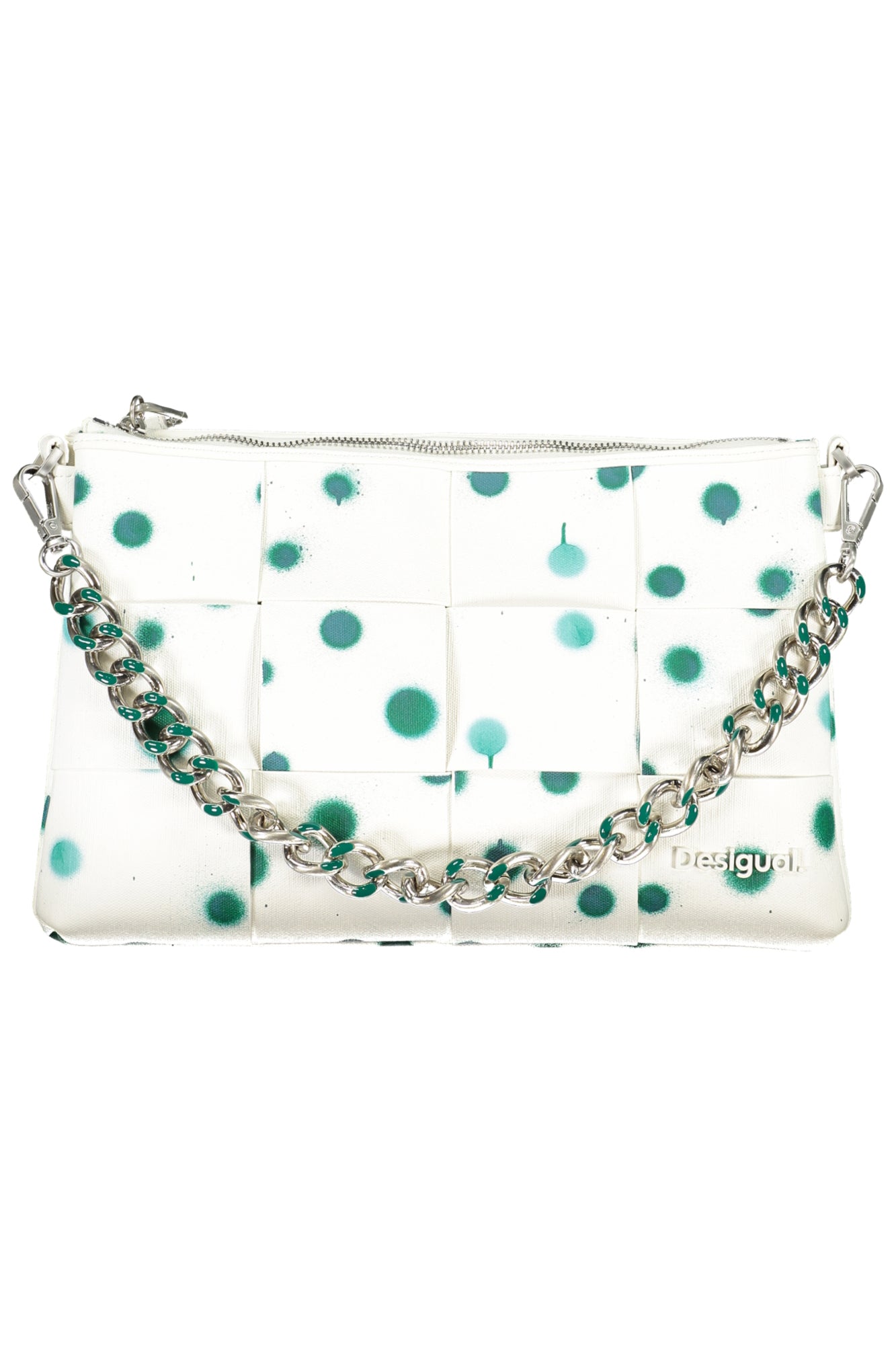 DESIGUAL Damentasche Weiß – Polka Dot Design mit abnehmbarem Schultergurt Weiß