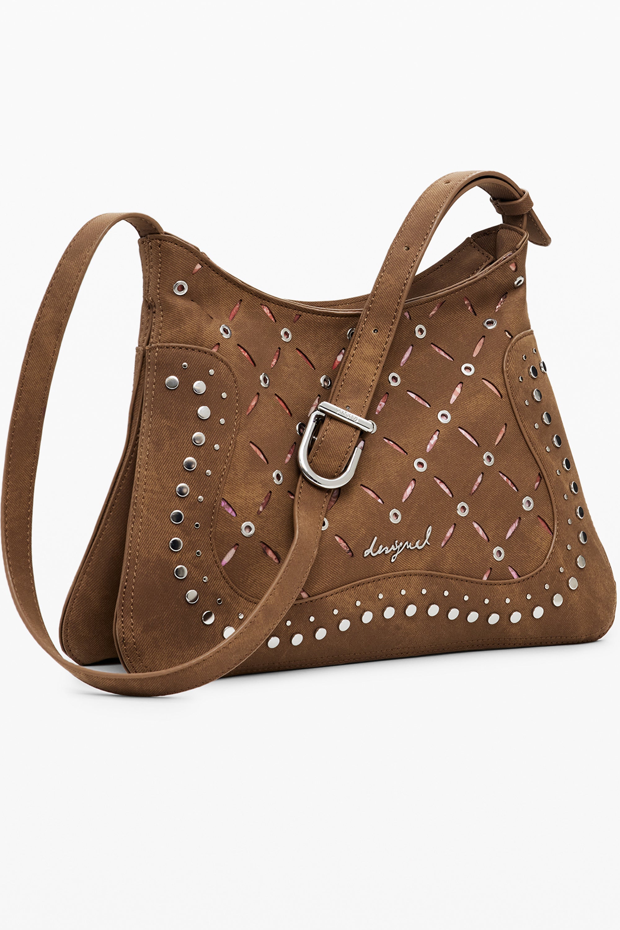 DESIGUAL Damentasche Braun – Verstellbare Schultertasche mit Nieten-Details für Damen Zweitbild