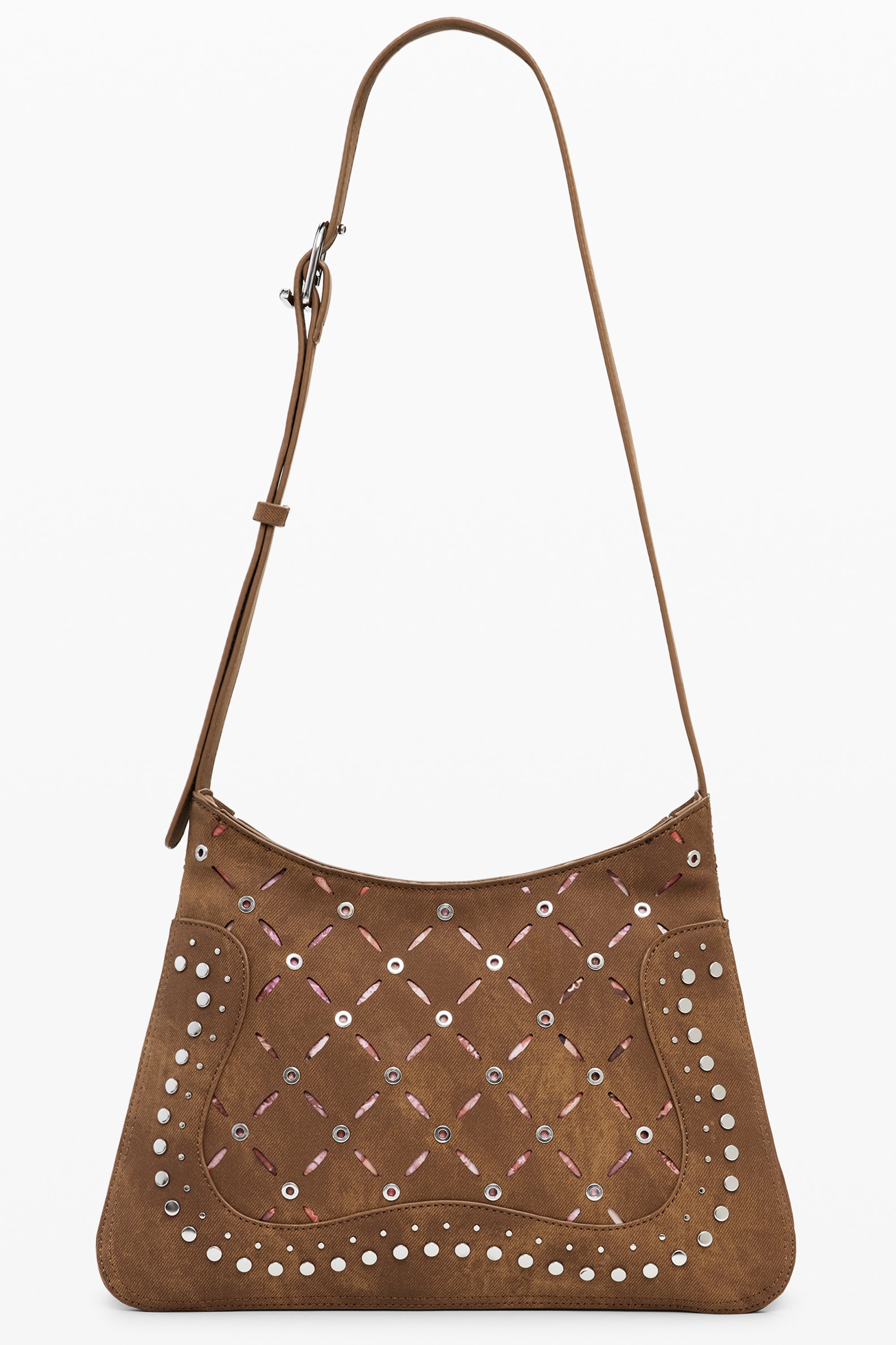 DESIGUAL Damentasche Braun – Verstellbare Schultertasche mit Nieten-Details für Damen Braun