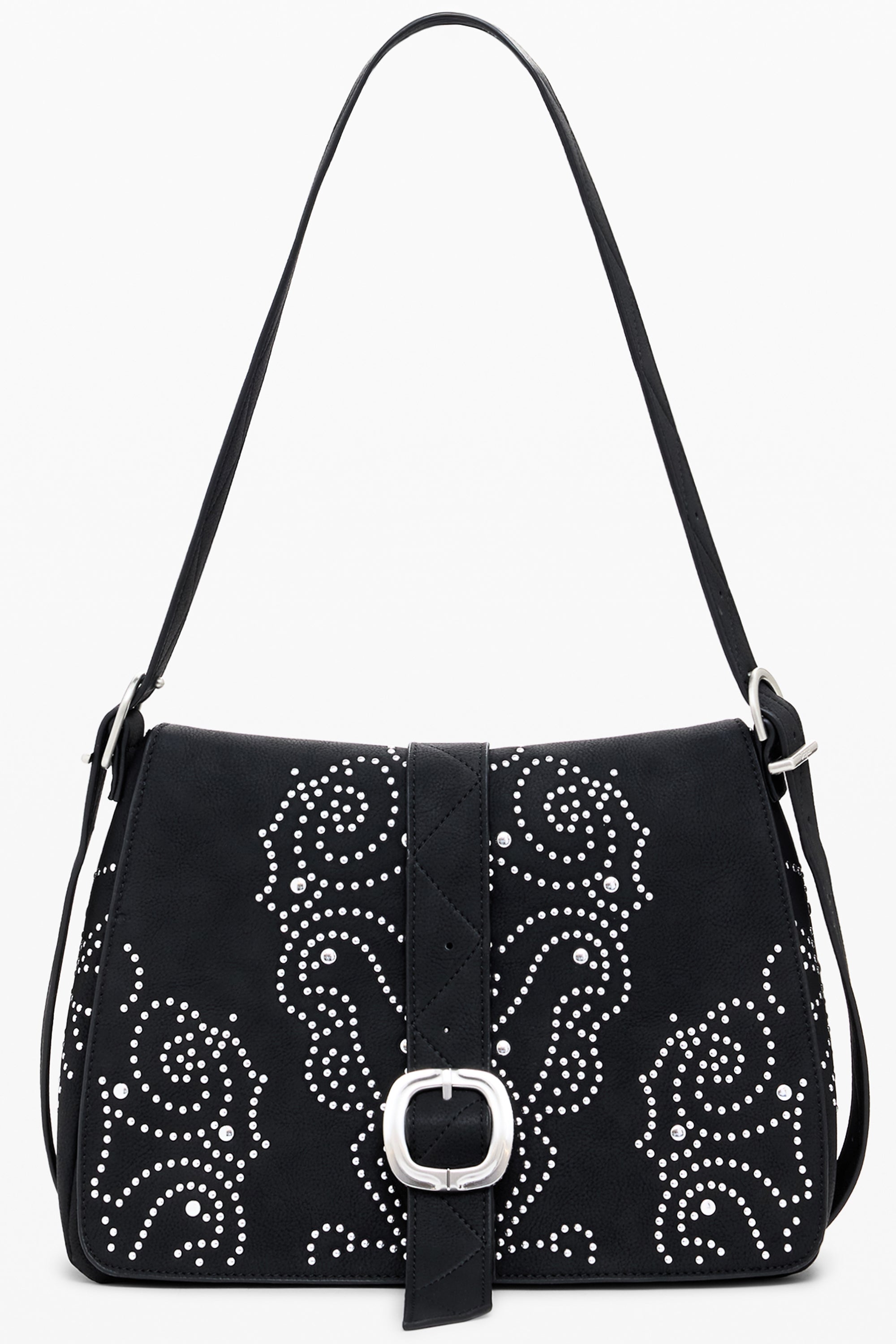 DESIGUAL Damen Tasche schwarz – Verstellbare Schultertasche mit Nieten-Details | soulluna.de Schwarz