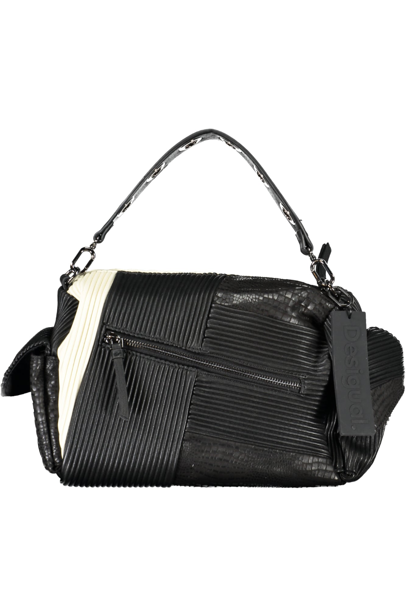 DESIGUAL Damen Tasche schwarz – Praktische Handtasche für Herbst/Winter mit abnehmbarem Griff Schwarz