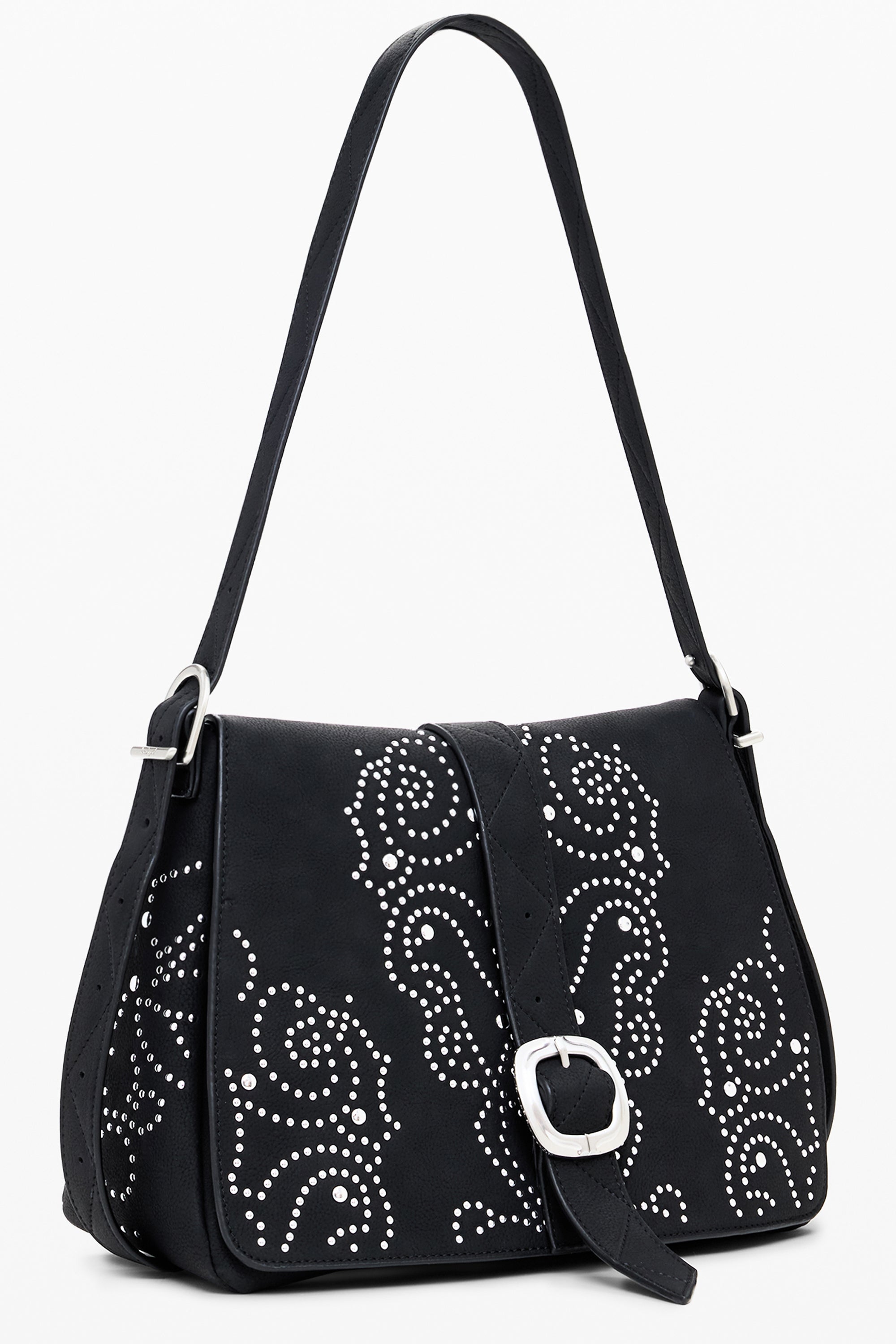 DESIGUAL Damen Tasche schwarz – Verstellbare Schultertasche mit Nieten-Details | soulluna.de Schwarz