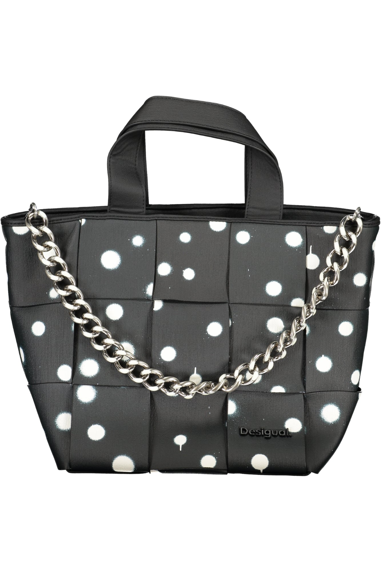DESIGUAL Damen Tasche Weiß – Stilvolle Handtasche mit abnehmbarem Schultergurt Schwarz