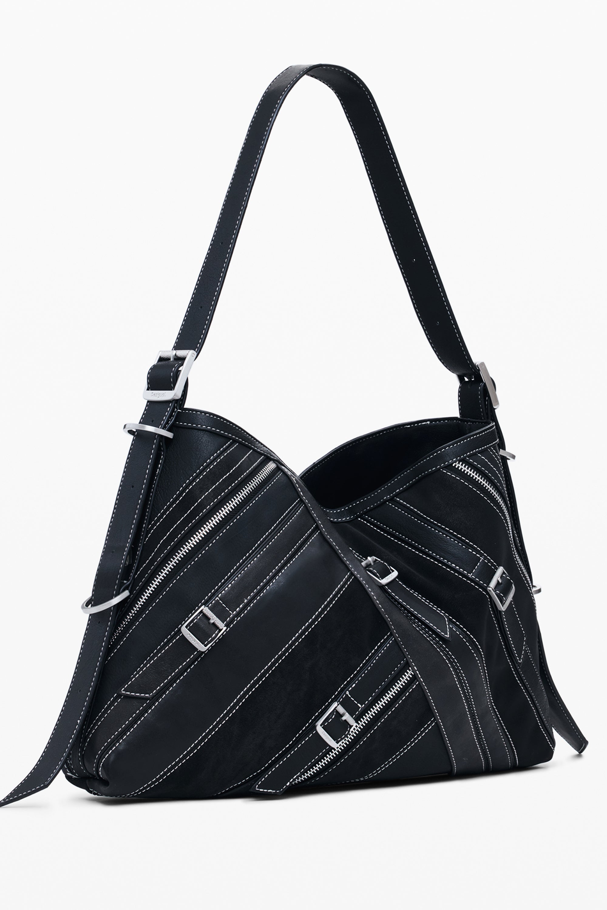 DESIGUAL Damen Tasche schwarz – Verstellbare Schultertasche mit Fibonacci Buxton Design Zweitbild
