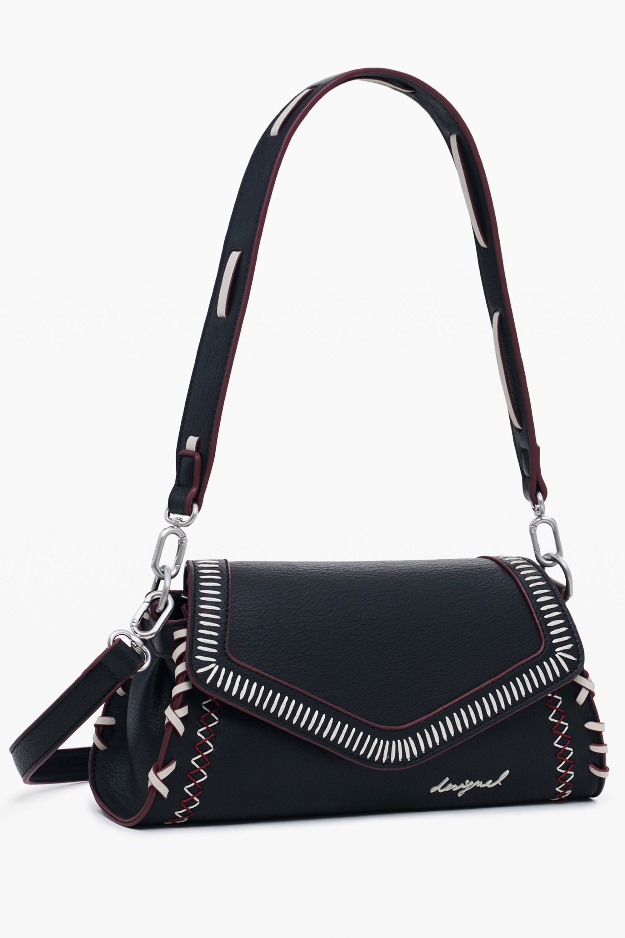DESIGUAL Damen Tasche schwarz – Abnehmbarer Schultergurt & Manhattan Pespuntes Zarauz Schwarz