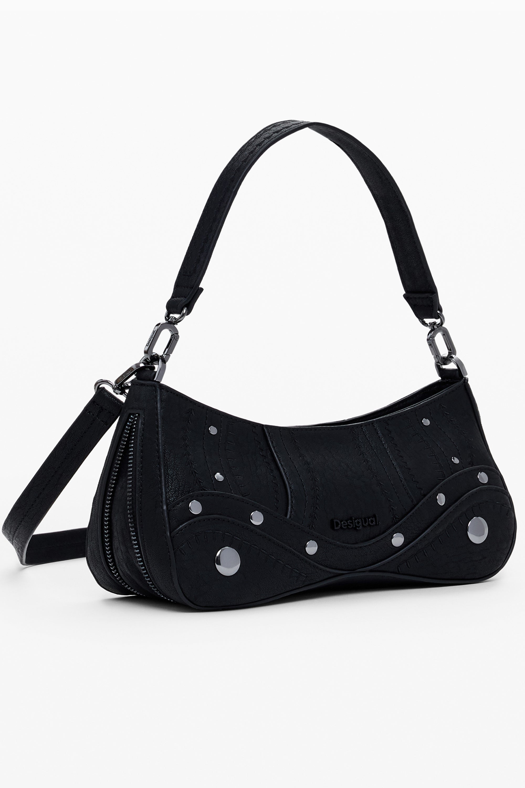 DESIGUAL Damen Tasche schwarz – Verstellbarer Schultergurt & Stickpatch-Details Schwarz