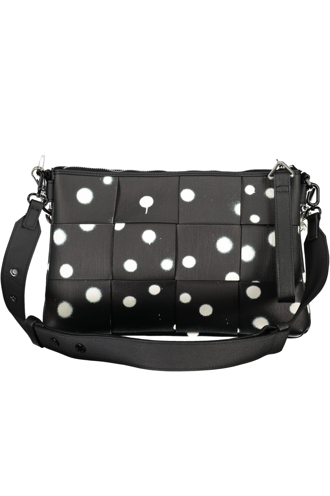 DESIGUAL Damentasche Weiß – Polka Dot Design mit abnehmbarem Schultergurt Schwarz