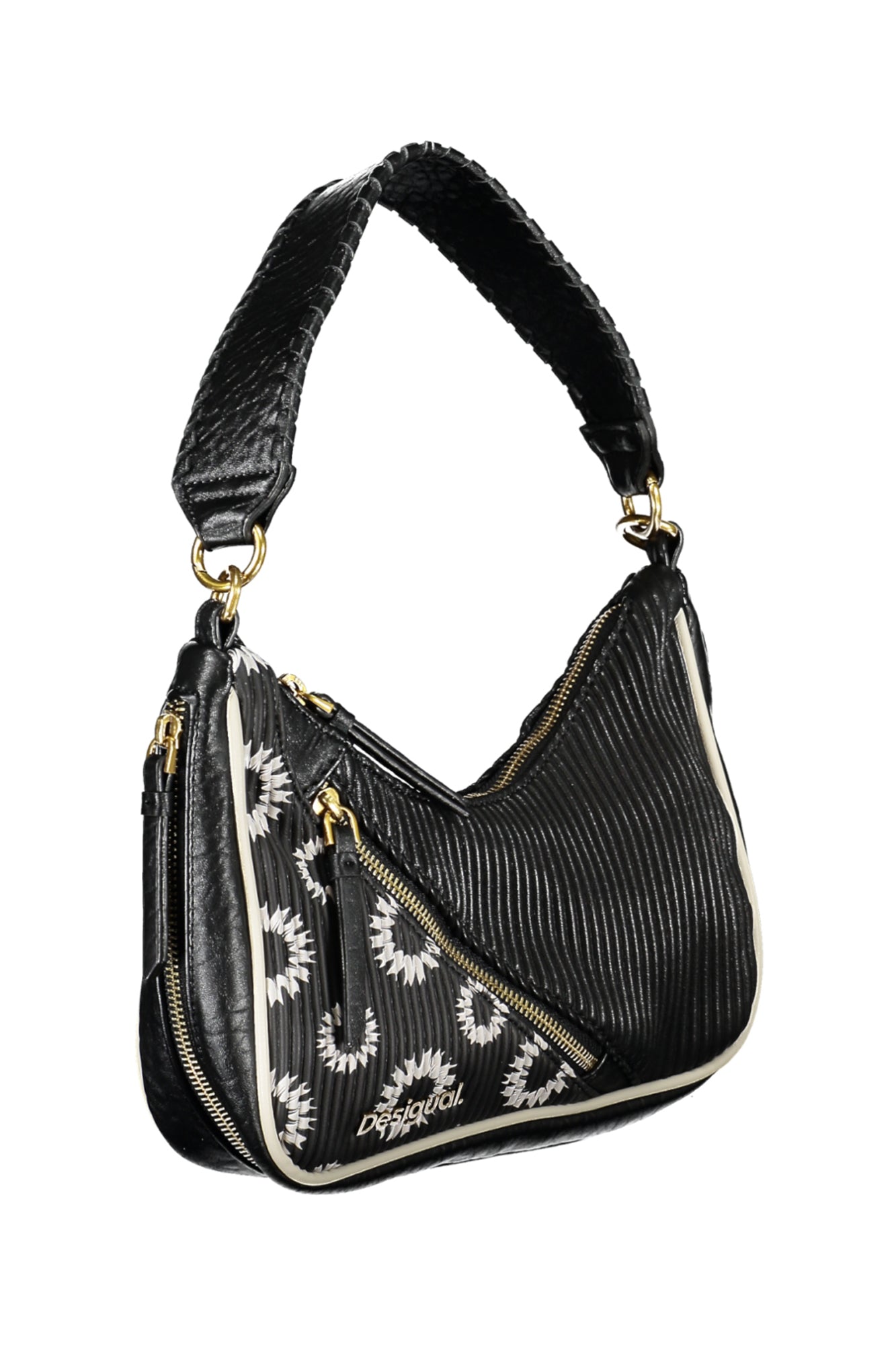 DESIGUAL Damen Tasche schwarz – Abnehmbarer Schultergurt & praktische Außentaschen Schwarz