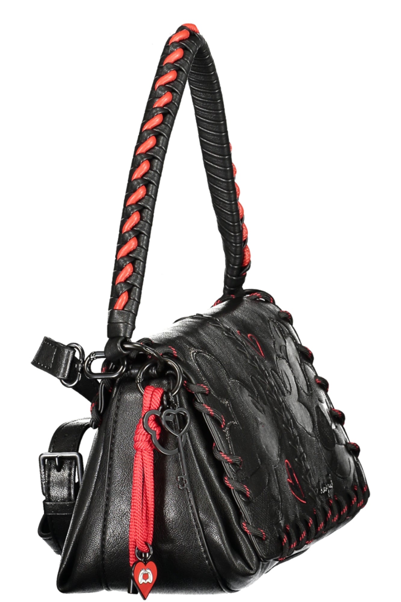 DESIGUAL Damen-Tasche schwarz – Medium Flasche mit Stickerei | soulluna.de Schwarz