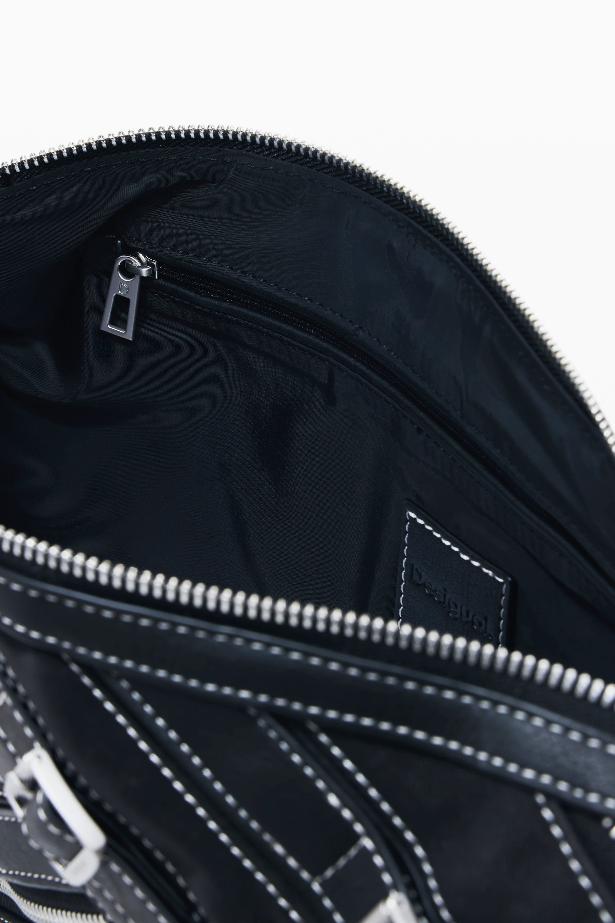 DESIGUAL Damen Tasche schwarz – Verstellbare Schultertasche mit Fibonacci-Muster Schwarz
